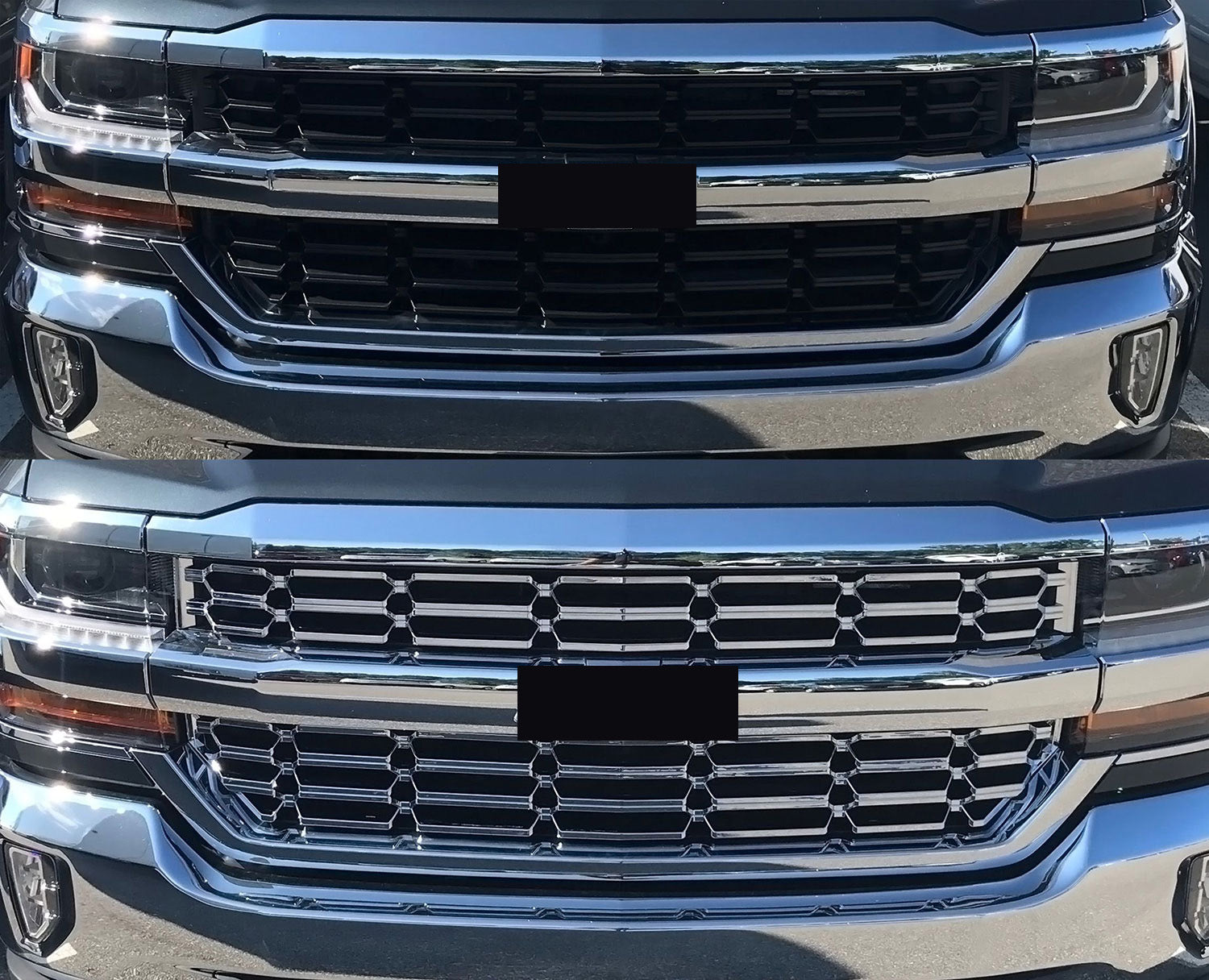 2016-2018 Chevrolet Silverado 1500 Grille Overlay Chrome 2Pcs ABS Plastic