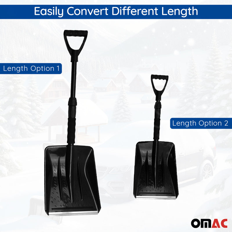 Snow Shovel with Scraper Compact Adjustable Lock Portable Lightweight