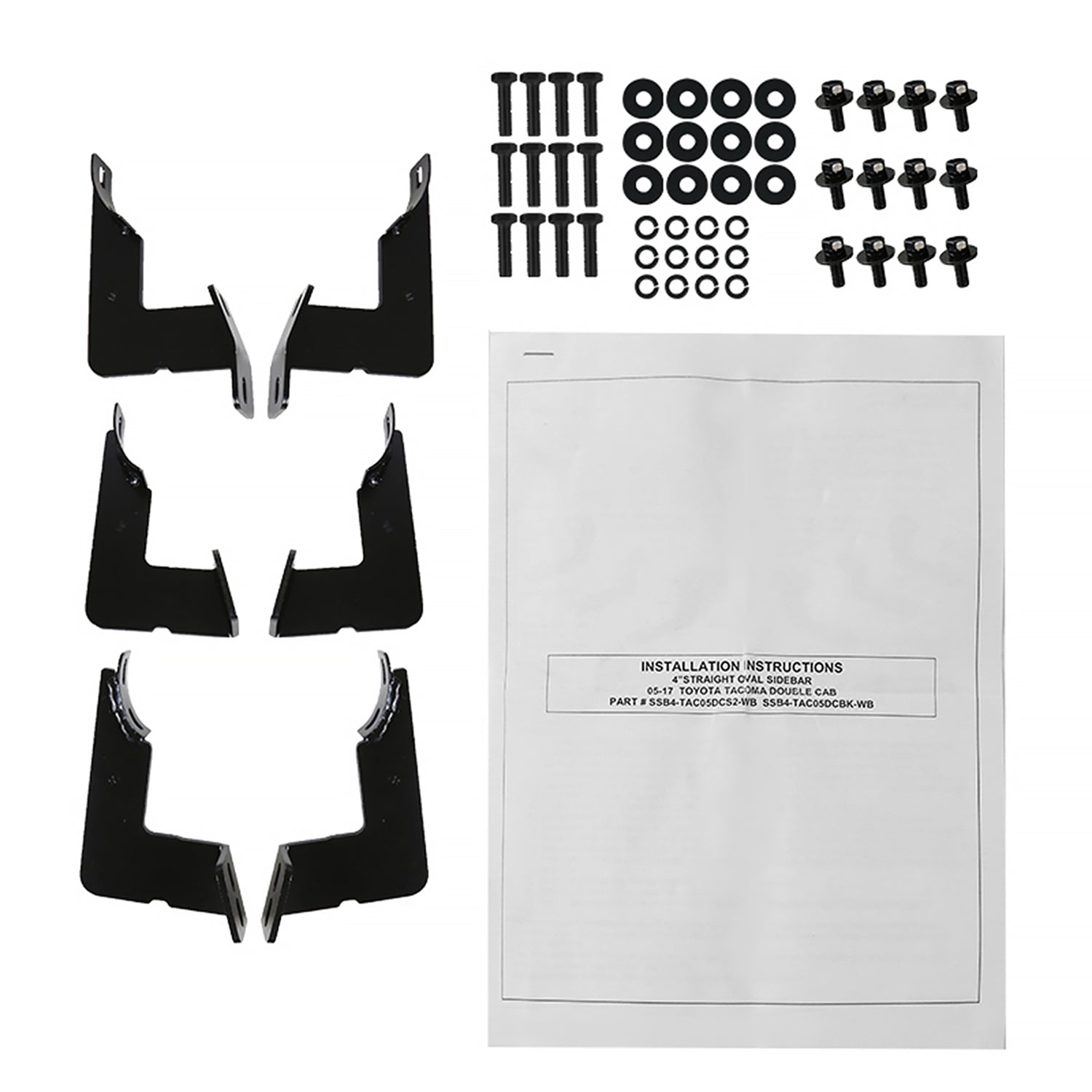 2005-2021 Toyota Tacoma Double Crew Cab 4" Black S.Steel Side Step Nerf Bars