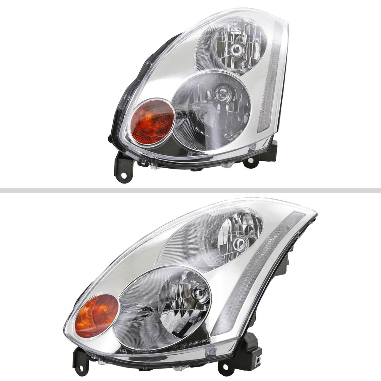 2003-2005 Infiniti G35 Coupe Factory Style Headlights Chrome/Clear Lens