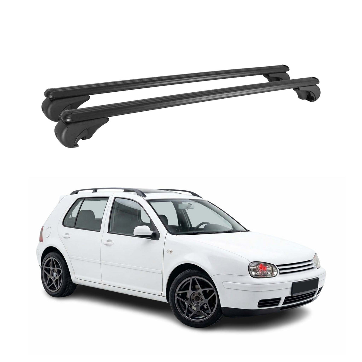 Roof Rack Cross Bars Carrier for Volkswagen Golf Hatchback 1999-2006 TÜV Black