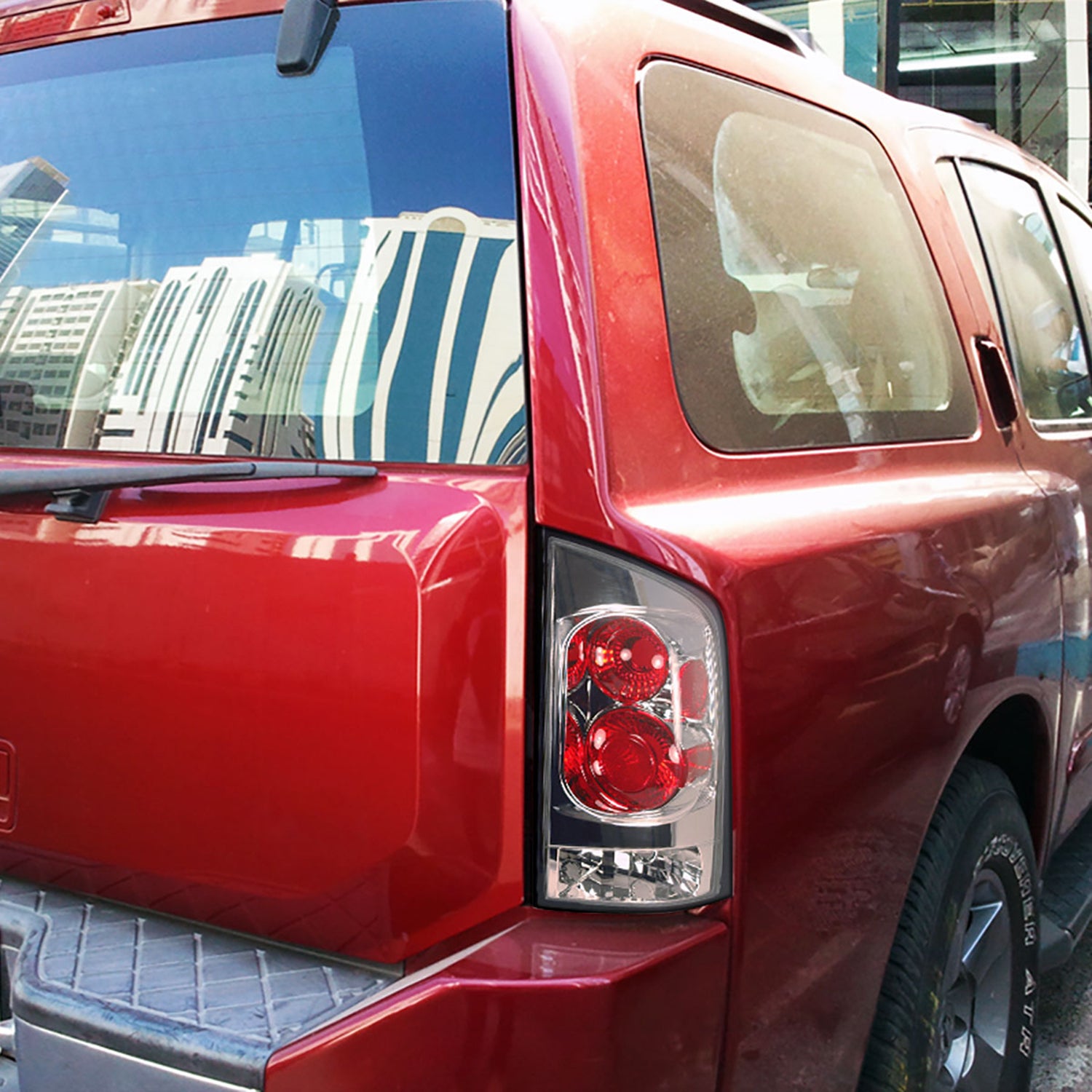 2005-2015 Nissan Armada Tail Lights Chrome Housing/Clear Lens