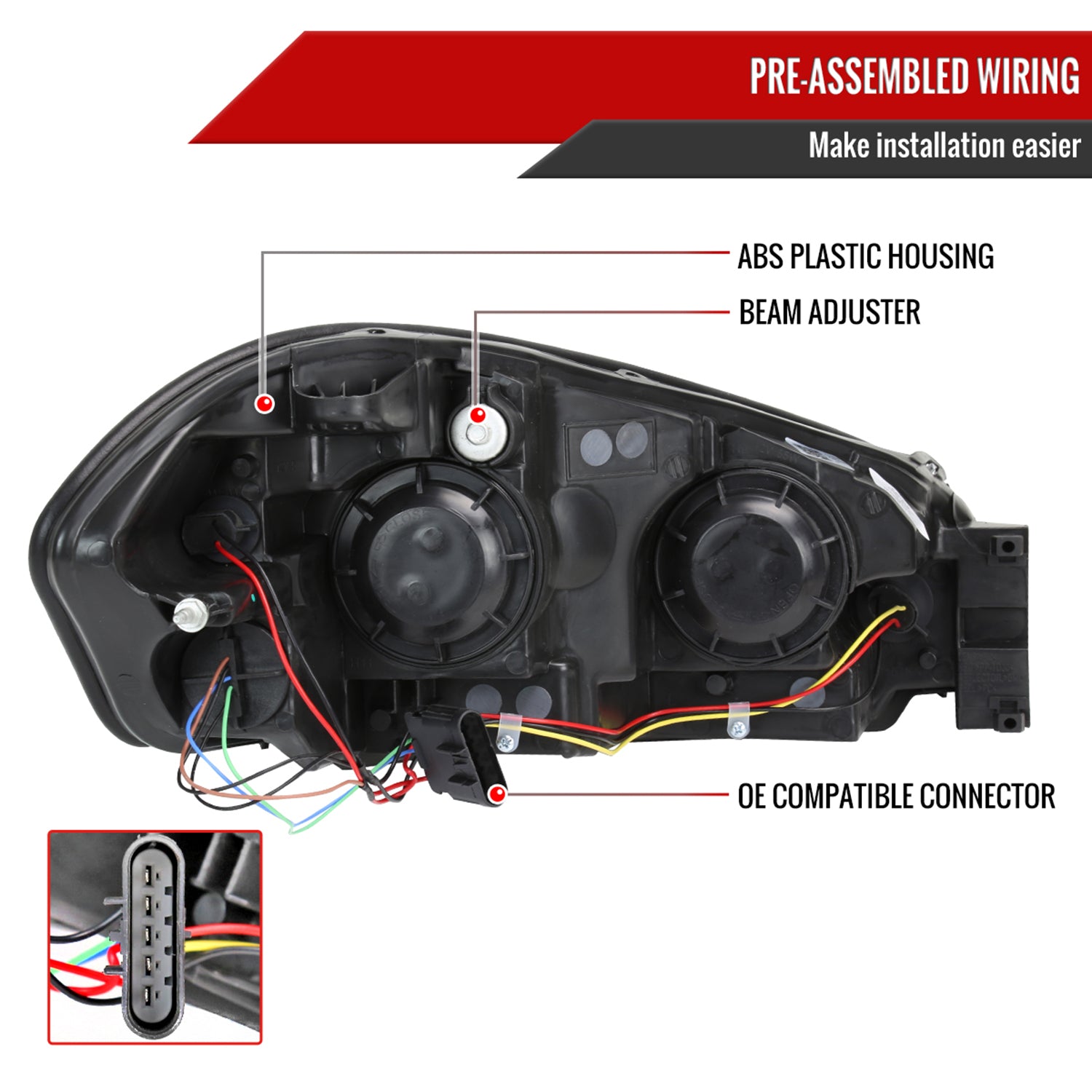 2006-2013 Chevy Impala/Monte Carlo/Impala Limited Factory Headlights Smoke