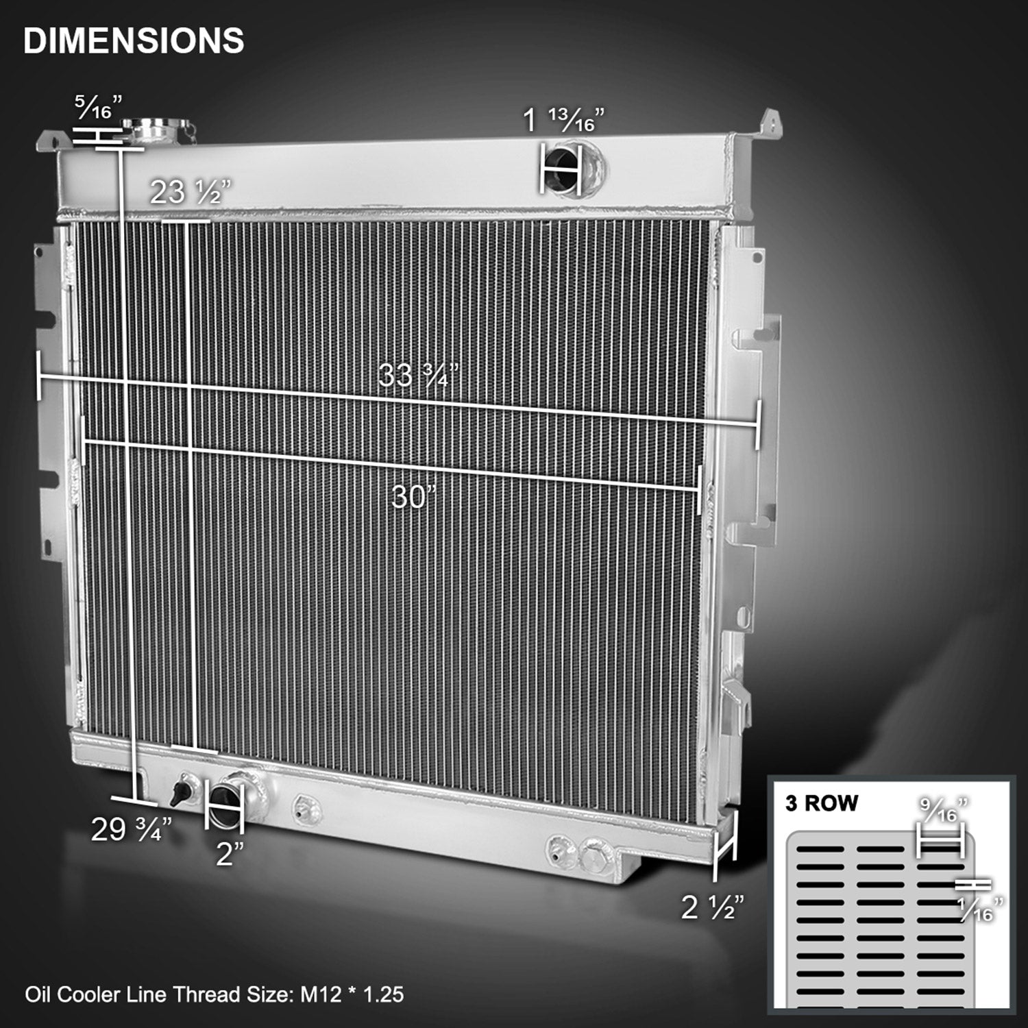 1983-1994 Ford F-150/F-250/F-350/F59 Aluminum 3-Row Performance Radiator