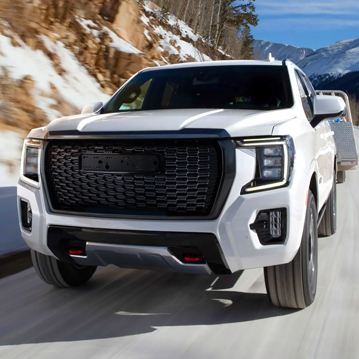 2021-2022 GMC Yukon/Yukon XL 1PC Glossy Black Front Upper Grille Moulding