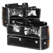 1994-1998 Chevy Silverado/Tahoe/C10 Headlights Bumper&Corner Lights Black