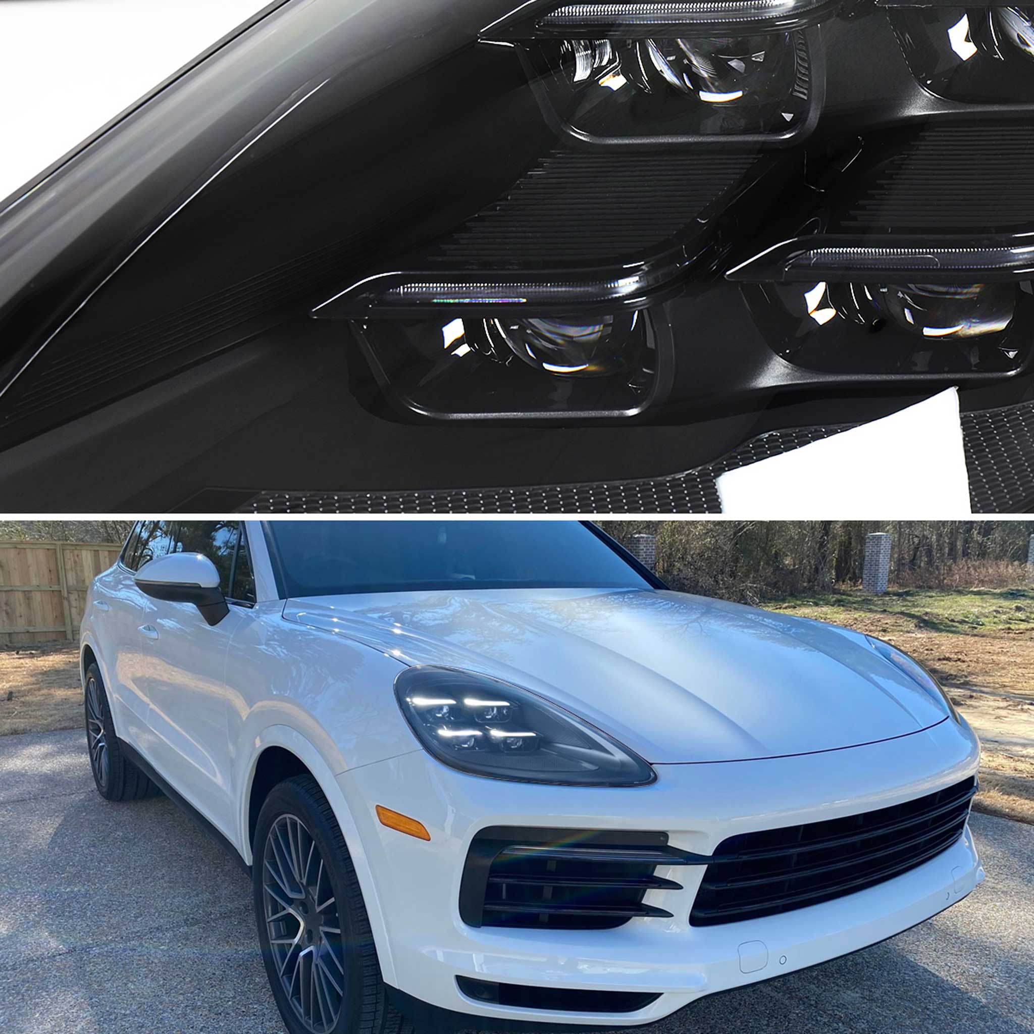 For Porsche Cayenne 2018-2023 Matrix LED Projector Headlights DRL Dynamic Black Clear Lens Glossy Accents