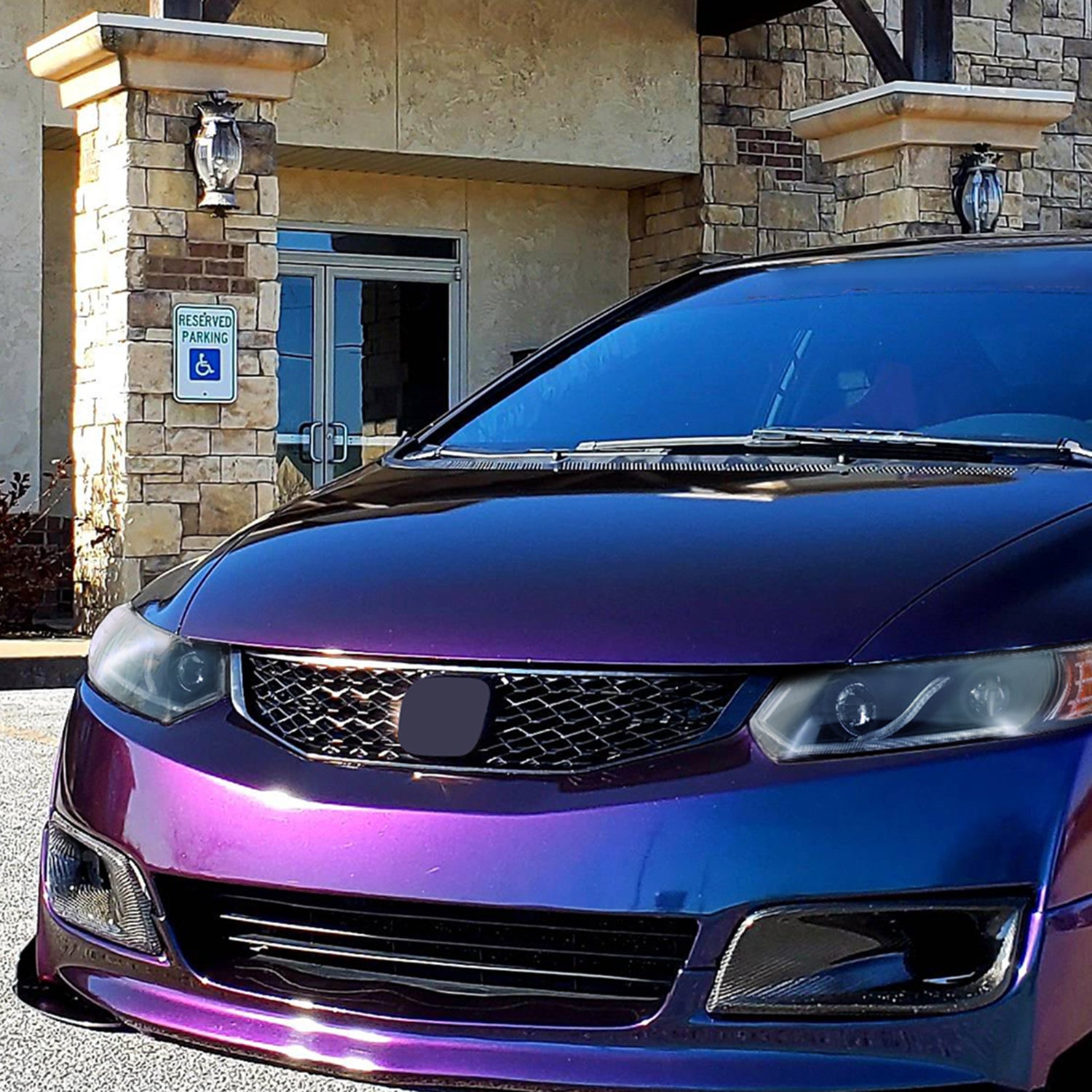 2006-2011 Honda Civic Coupe Projector Headlights LED Light Strips Matt Black