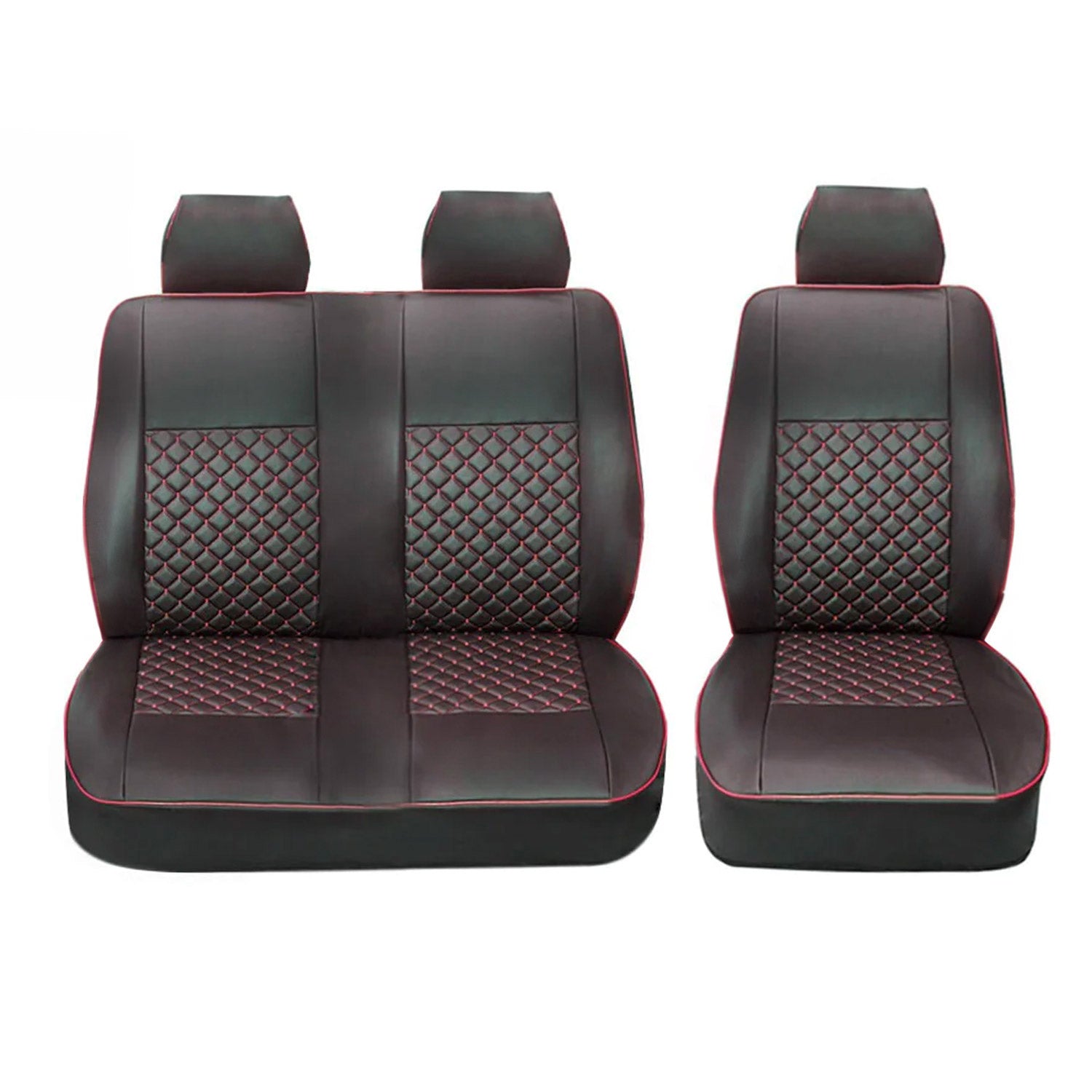 2015-2025 Ford Transit Leather Front Car Seat Covers Protector Black Red