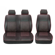 2015-2025 Ford Transit Leather Front Car Seat Covers Protector Black Red