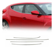 2012-2017 Hyundai Veloster Window Molding Trim Streamer Stainless Steel Silver 4 Pcs