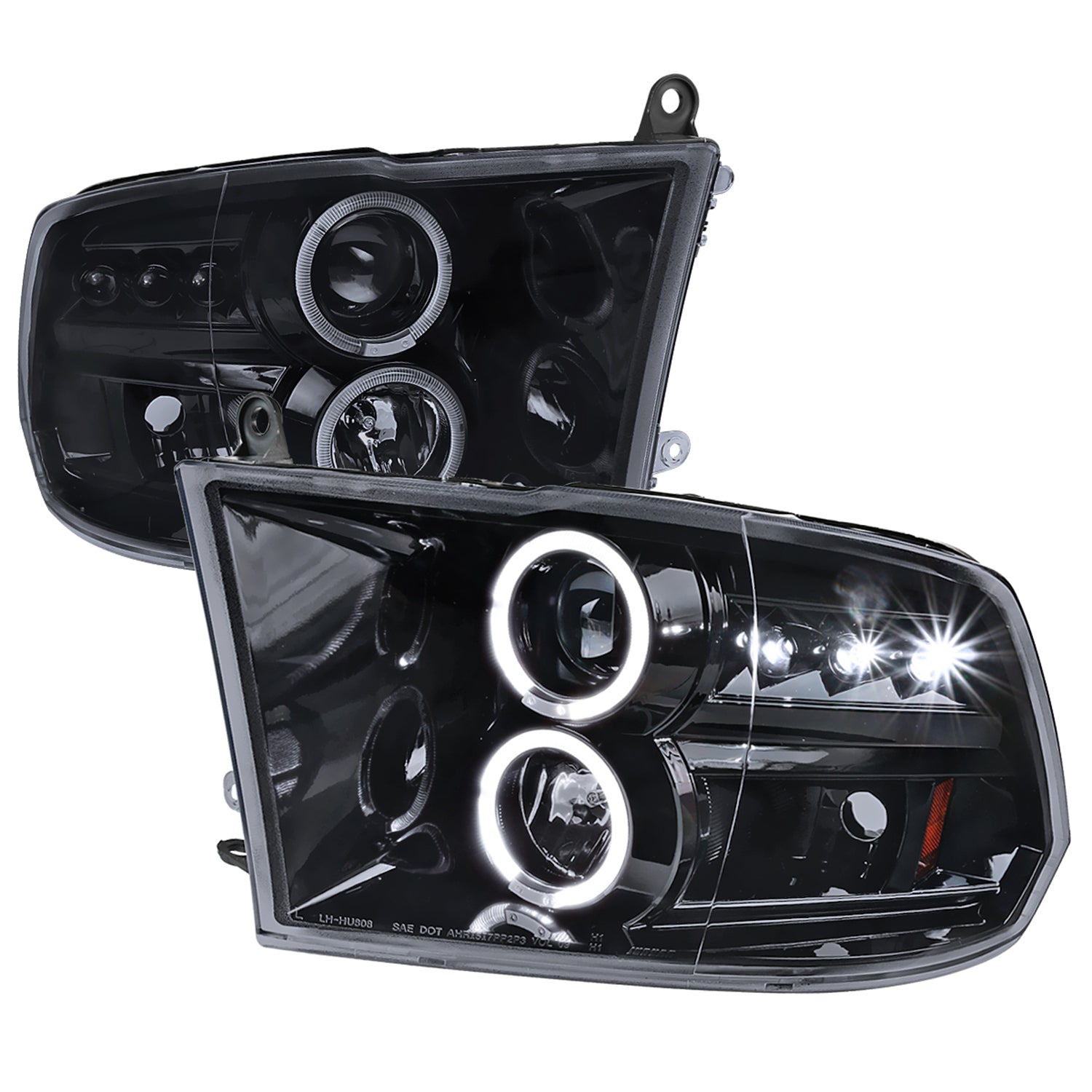 2009-2018 Dodge RAM 1500 / RAM 2500 3500 Dual Halo Headlights Smoke