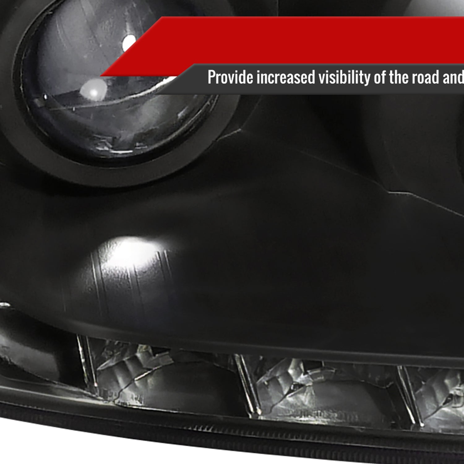 2004-2005 Honda Civic Projector Headlights R8 LED Light Strip Matt Black/Clear