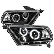 2010-2014 Ford Mustang Dual Halo Projector Headlights Jet Black/Clear Lens