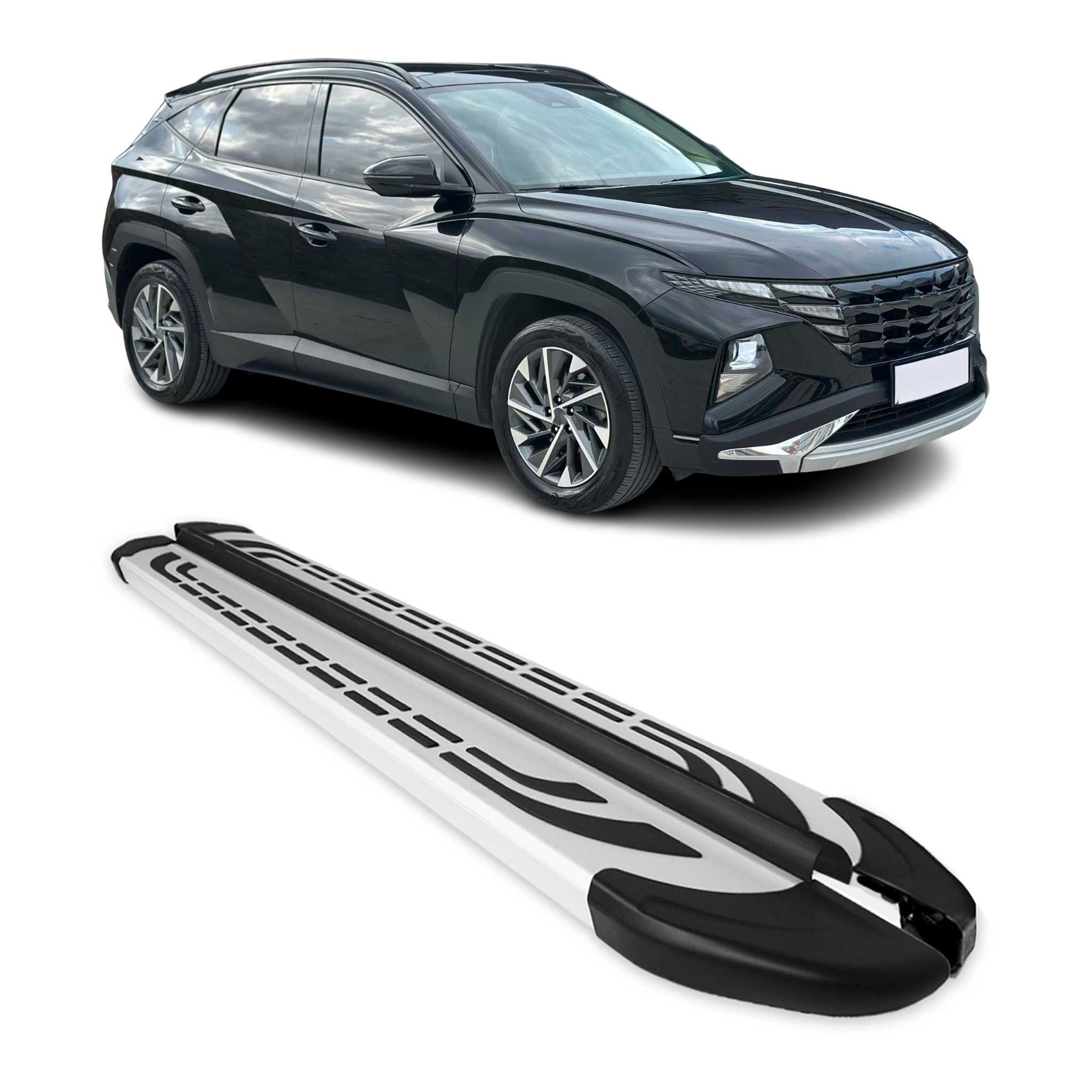 2022-2026 Hyundai Tucson Nerf Bars Side Step Running Boards Silver 2Pcs