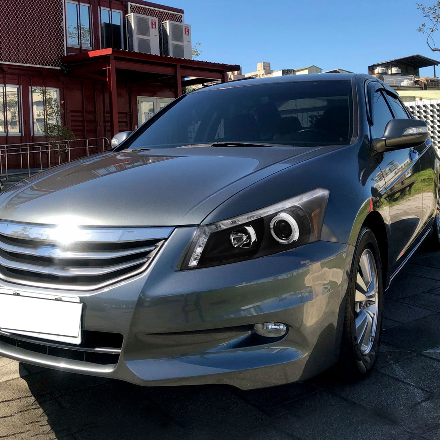 2008-2012 Honda Accord Sedan Single Halo Headlights LED Light&LED Signal Black