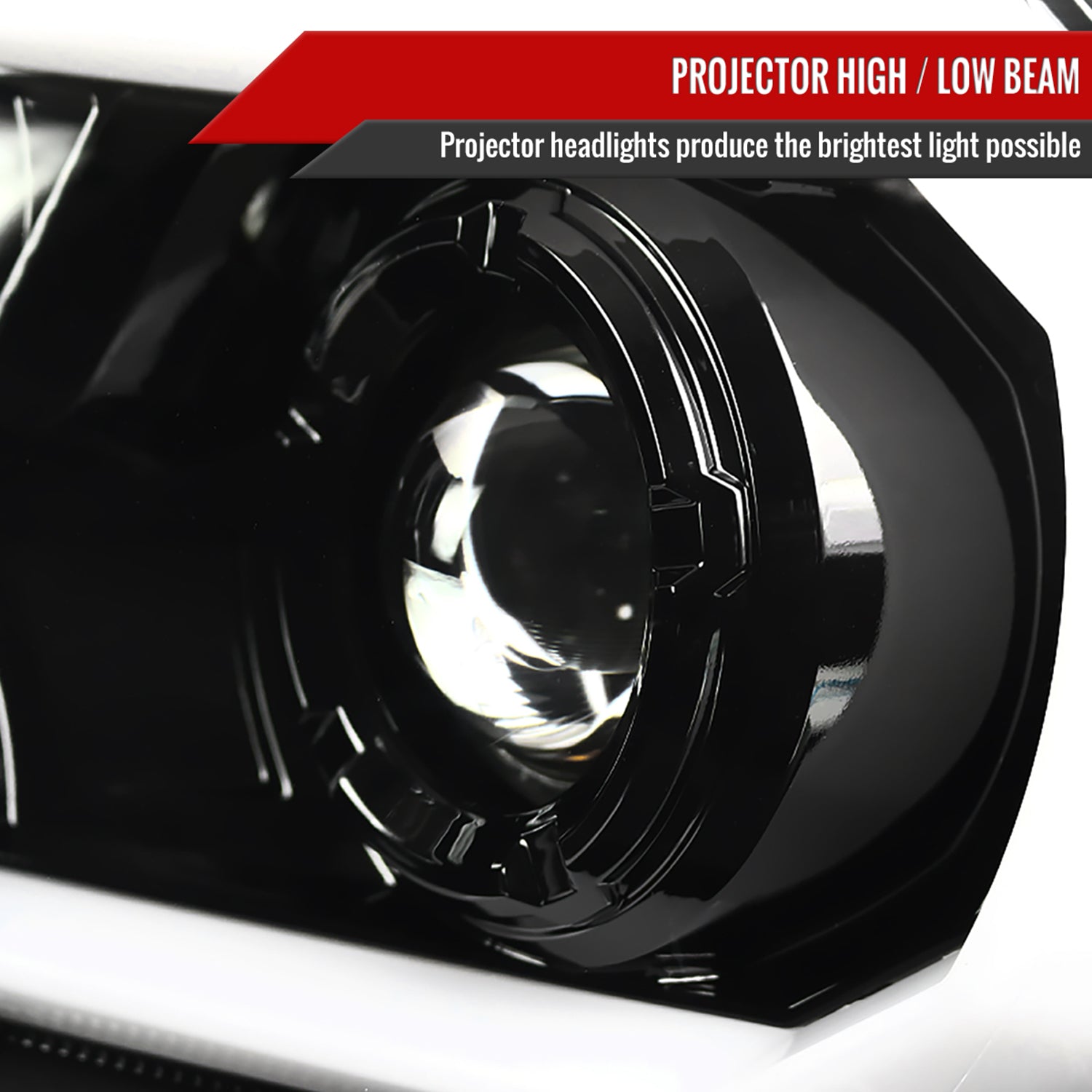 2012-2015 Toyota Tacoma LED C-Bar Projector Headlights Jet Black/Clear Lens