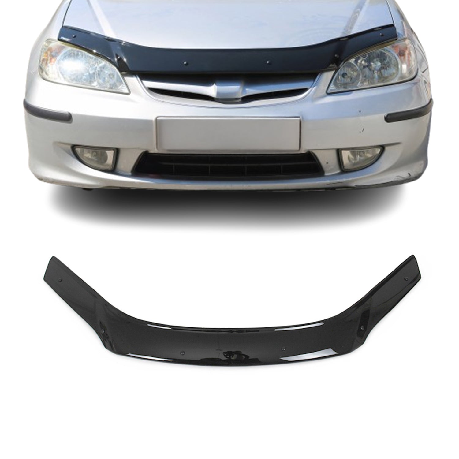 2001-2005 Honda Civic Sedan Front Bug Shield Hood Deflector 1 Pc Smoke
