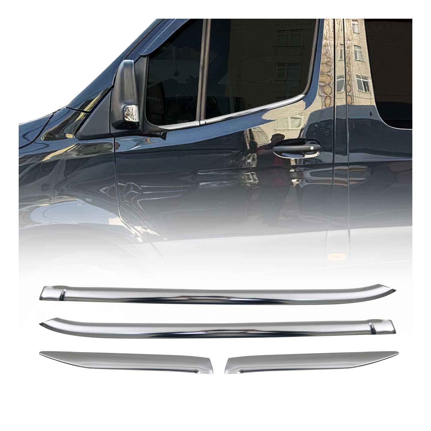Window Molding Trim for Mercedes Sprinter W907 2019-2026 S.Steel Chrome 4Pcs