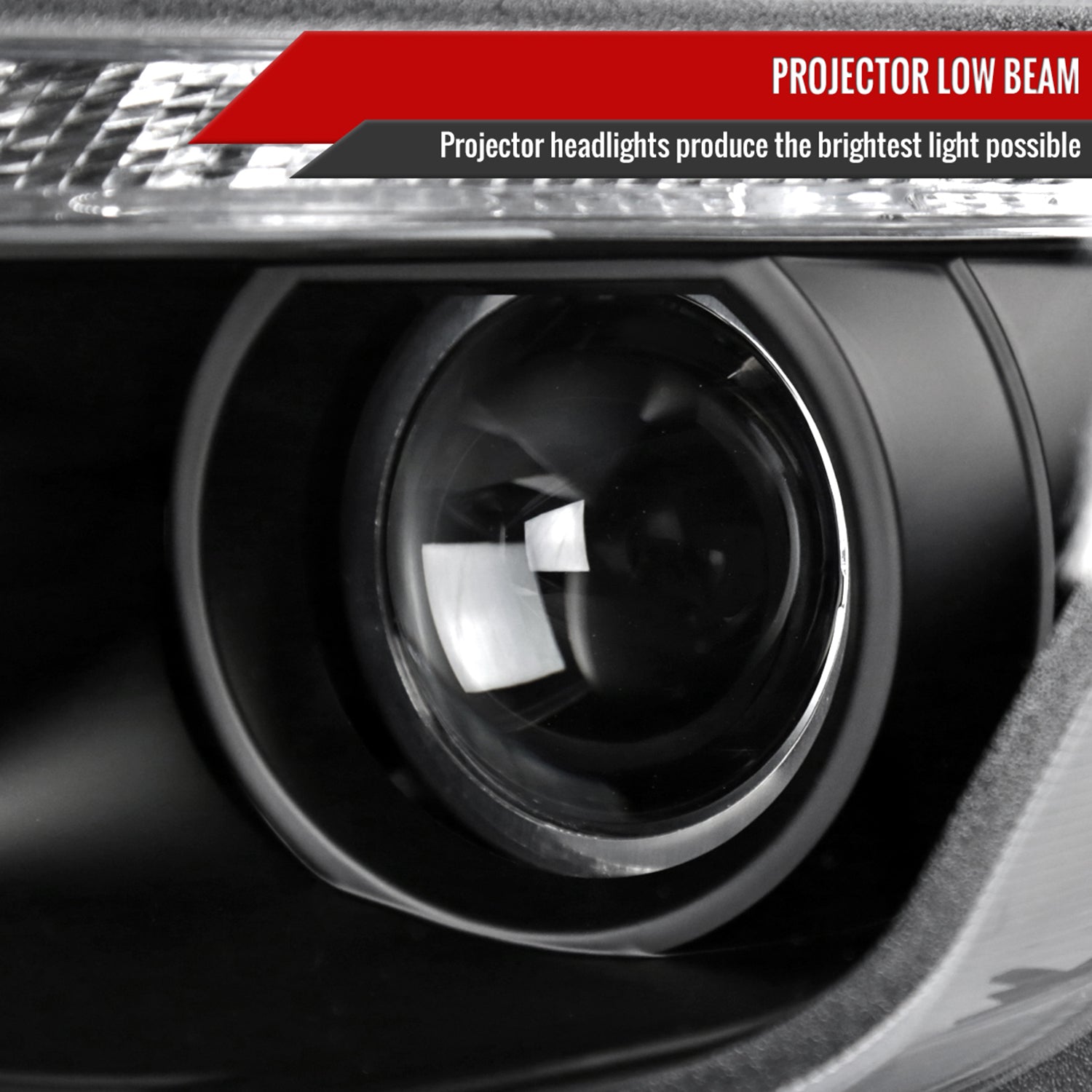 2010-2012 Ford Fusion Projector Headlights w/ LED Light Strip Matt Black/Clear