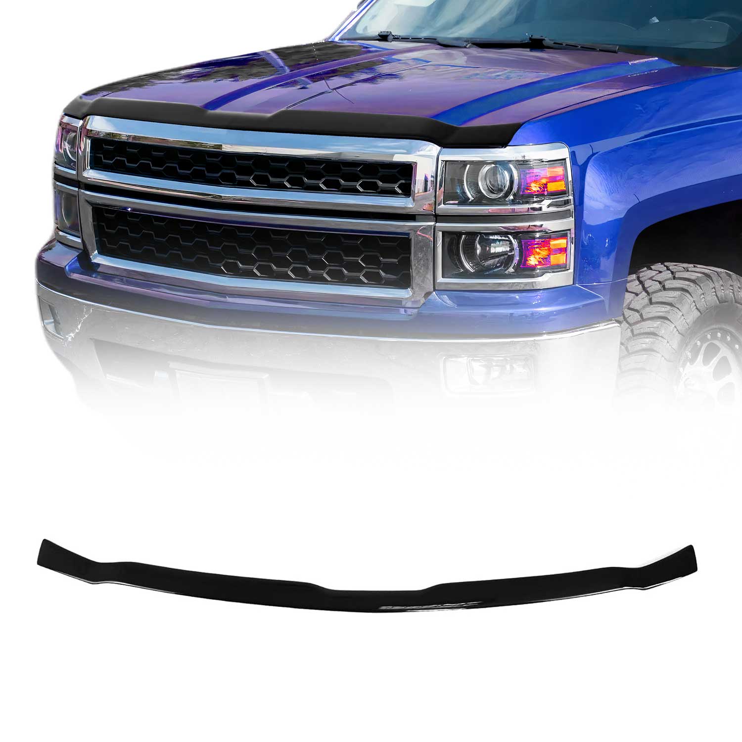 2014-2015 Chevrolet Silverado 1500 Front Bug Shield Hood Deflector 1 Pc Smoke