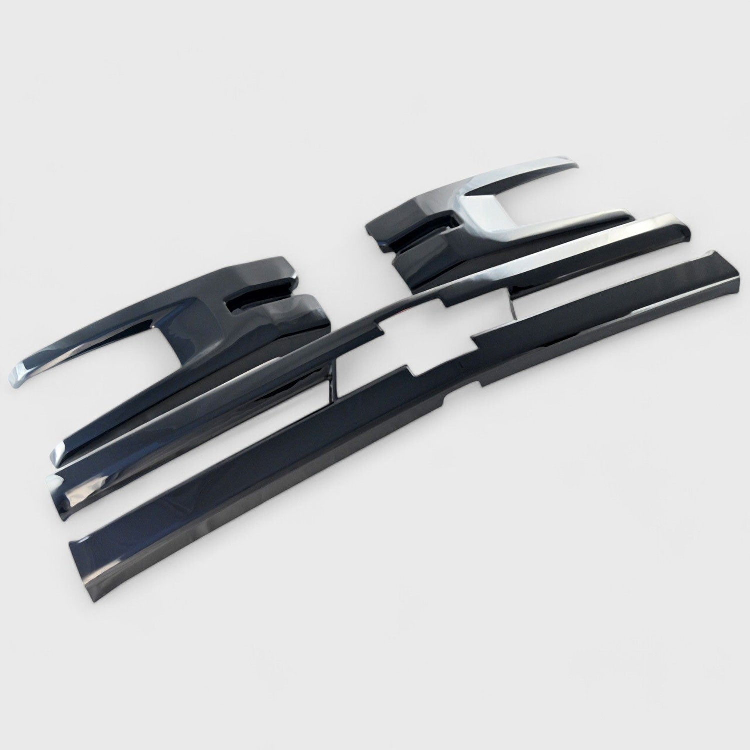 2019-2021 Chevrolet Silverado 1500 Grille Overlay Gloss Black 3Pcs ABS Plastic