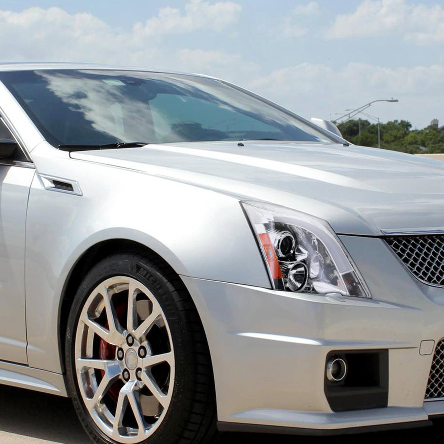 2008-2014 Cadillac CTS Sequential LED Bar Projector Headlights Chrome