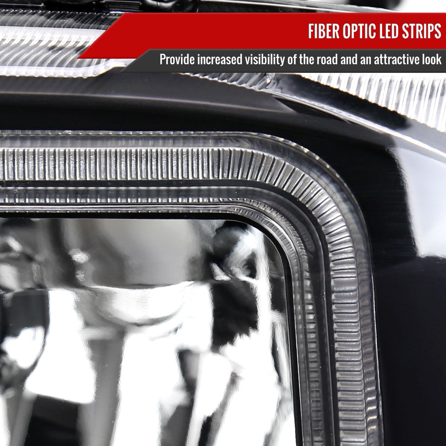 1999-2004 Ford F-250/350/450/550/Excursion Headlights Dual LED C-Bar Black