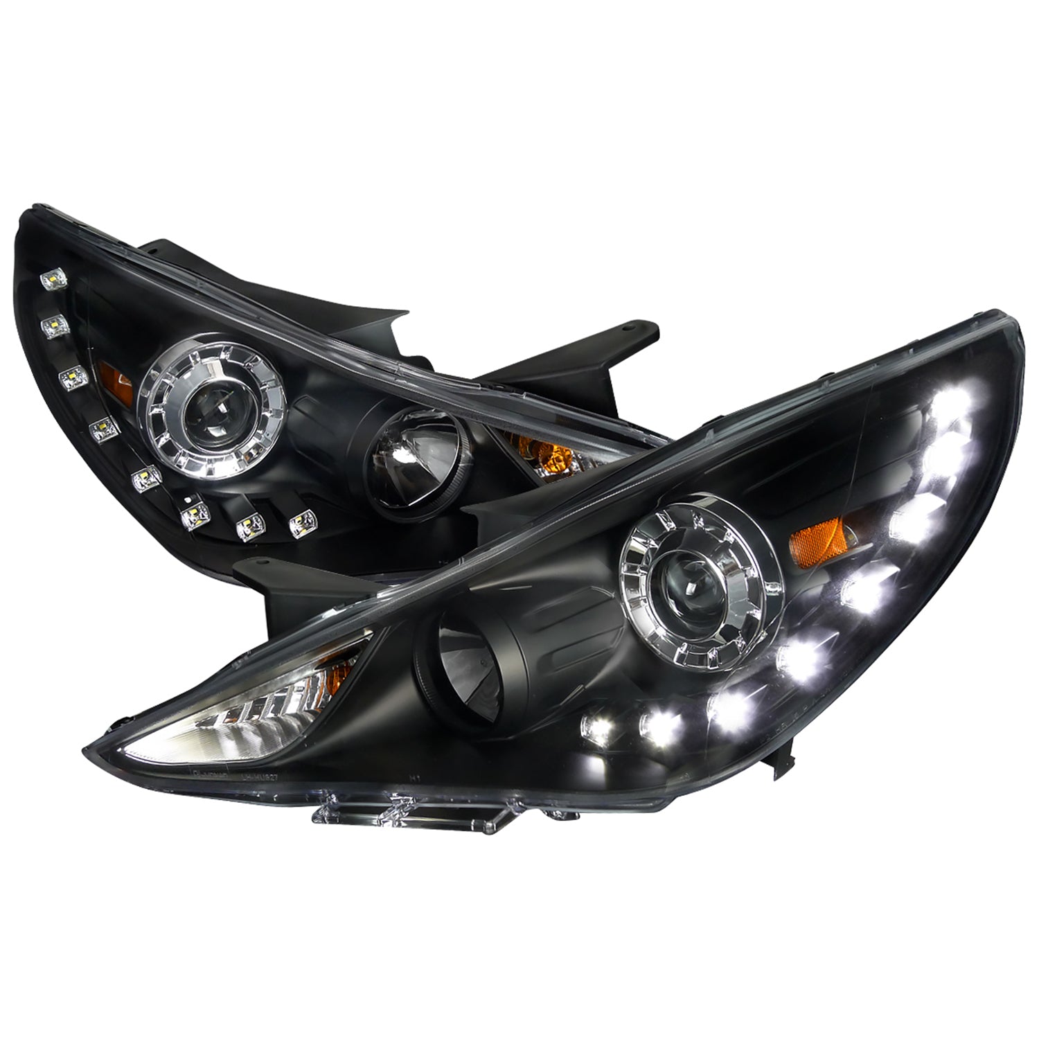 2011-2014 Hyundai Sonata Projector Headlights SMD LED Light Strip Matt Black