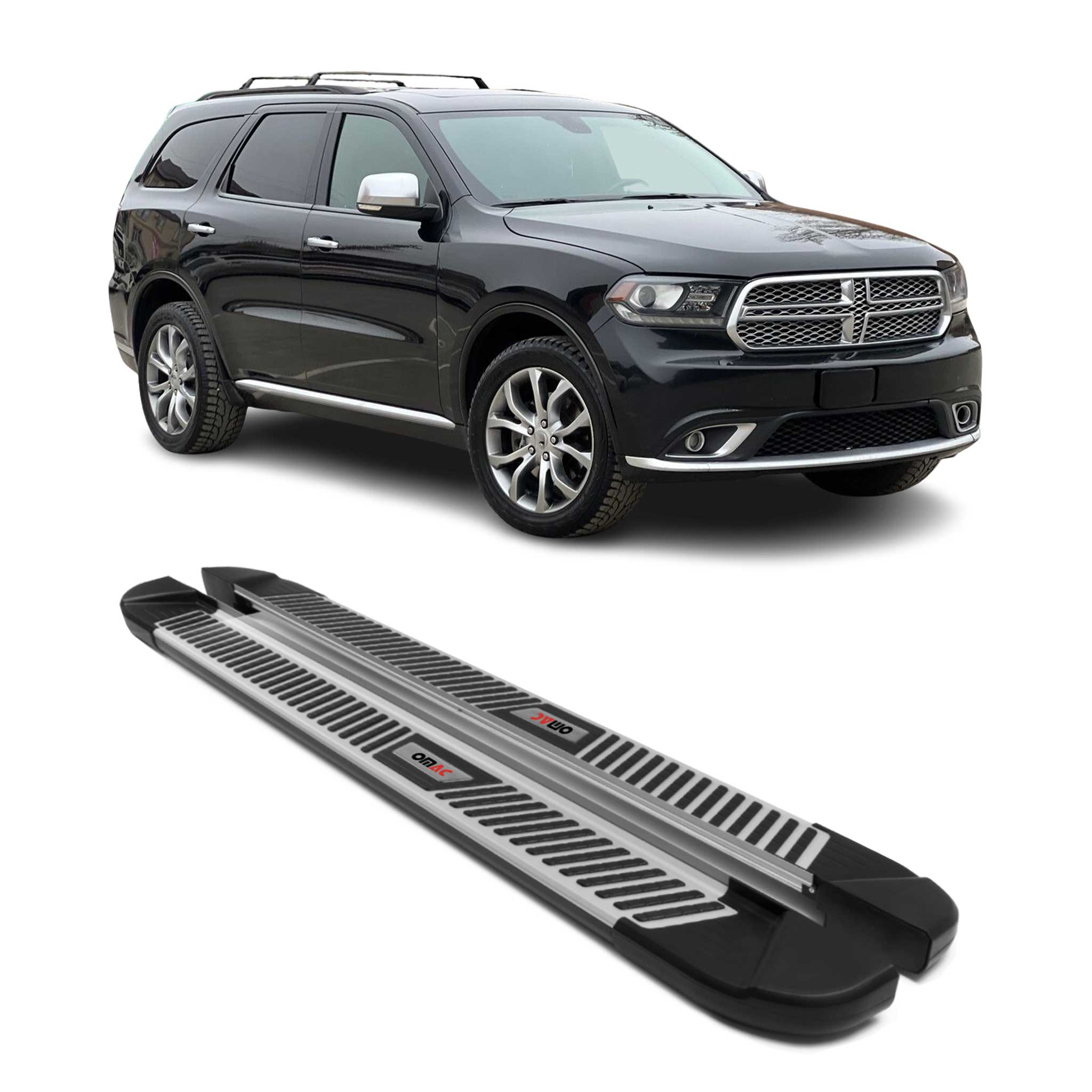2011-2025 Dodge Durango Side Step Nerf Bar Running Board Silver Black 2x