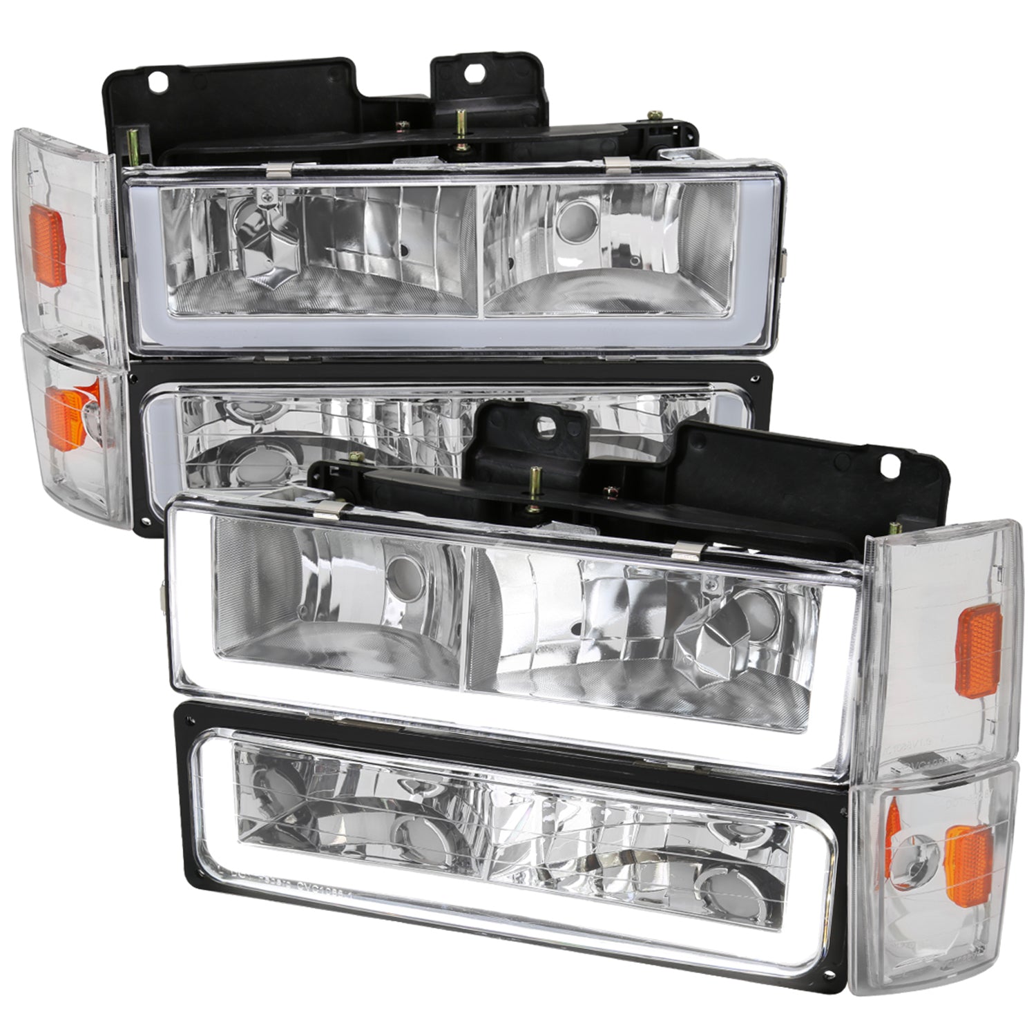 1988-1993 Chevy C10 C/K Sierra Tahoe LED Tube Factory Headlights Chrome