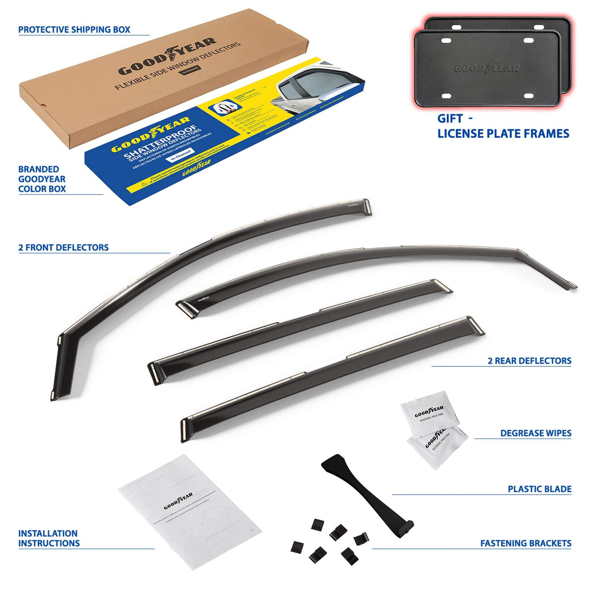 Goodyear Wind Deflectors for Acura MDX 2022-2026 In-channel Premium Smoke 4Pcs