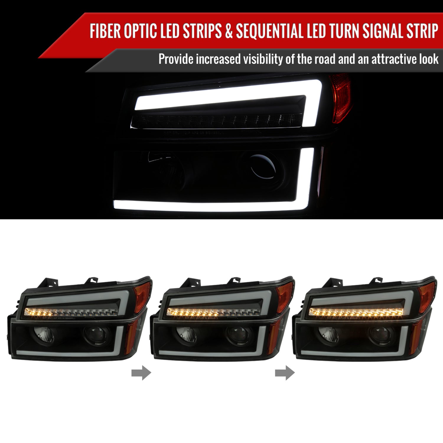 2004-2012 Chevy Colorado/GMC Canyon LED Headlights&Corner Lamp Smoke
