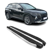 2022-2026 Hyundai Tucson Running Boards Side Steps Silver & Black