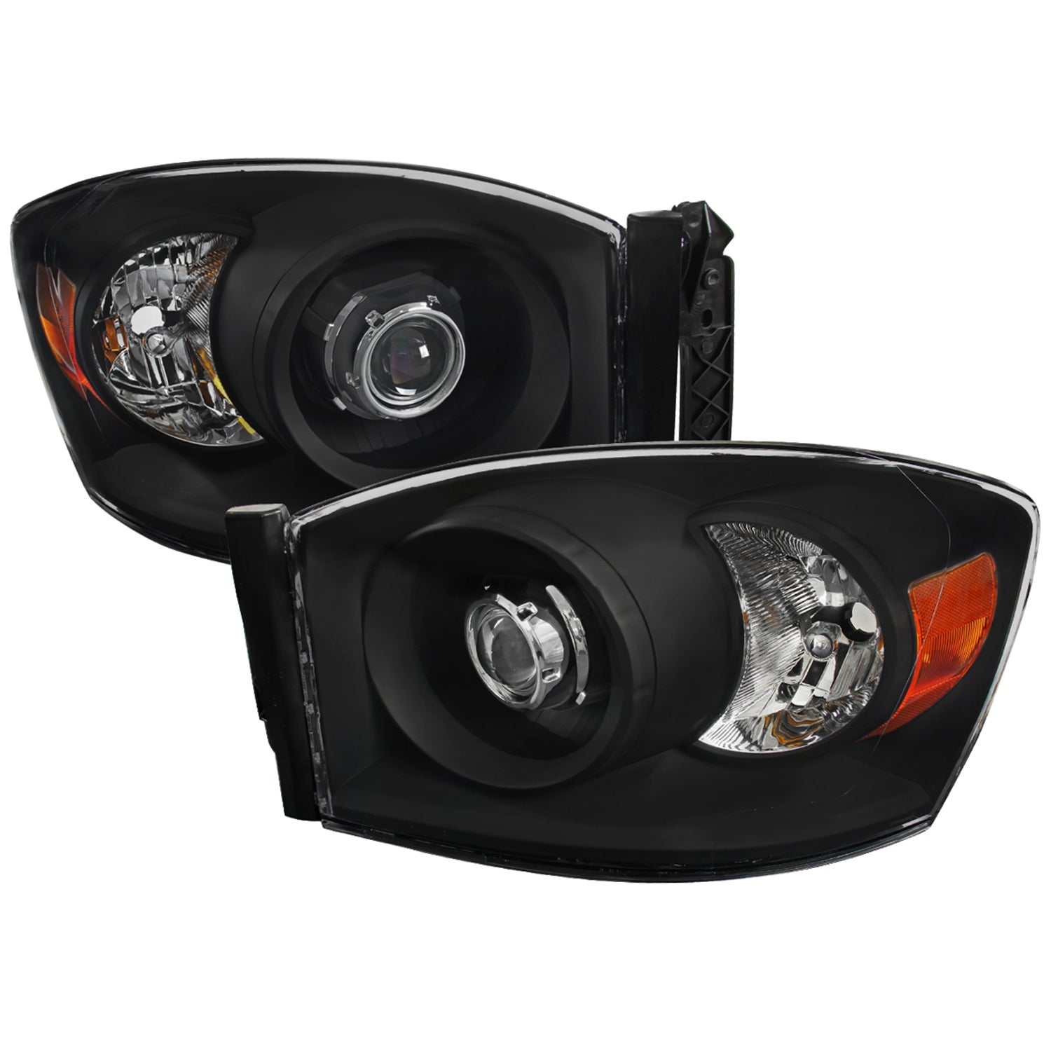 2006-2008 Dodge RAM 1500/ 06-2009 RAM 2500 3500 Retro Projector Headlights Black