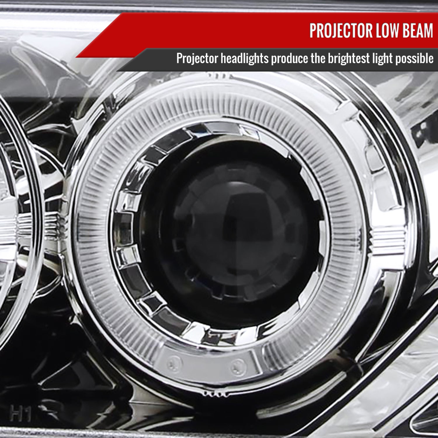 1995-1999 Nissan Sentra/200SX Dual Halo Projector Headlights Chrome/Clear Lens