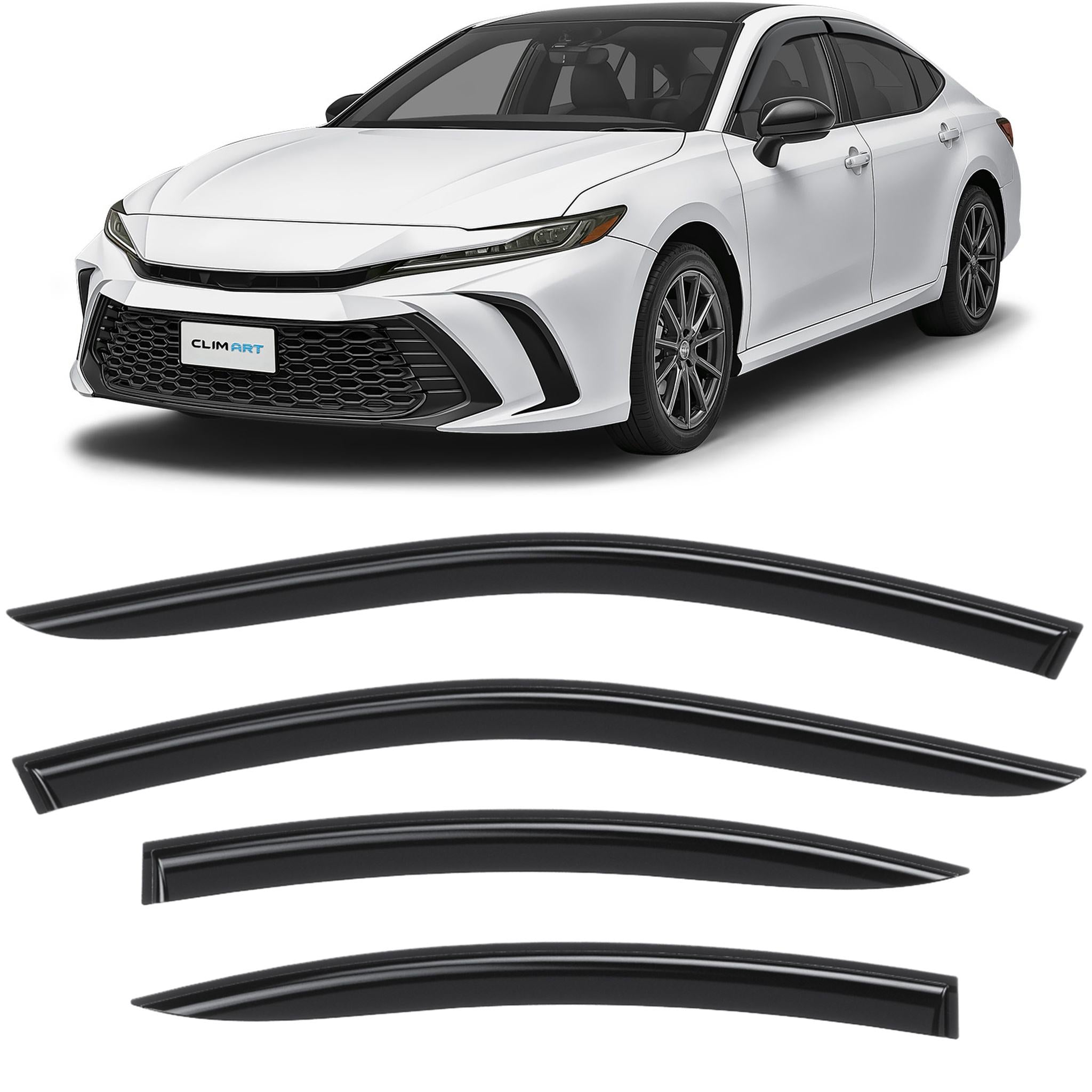 Clim Art Wind Deflectors for Toyota Camry 2025-2026 Sedan Tape-On Dark Smoke 4x