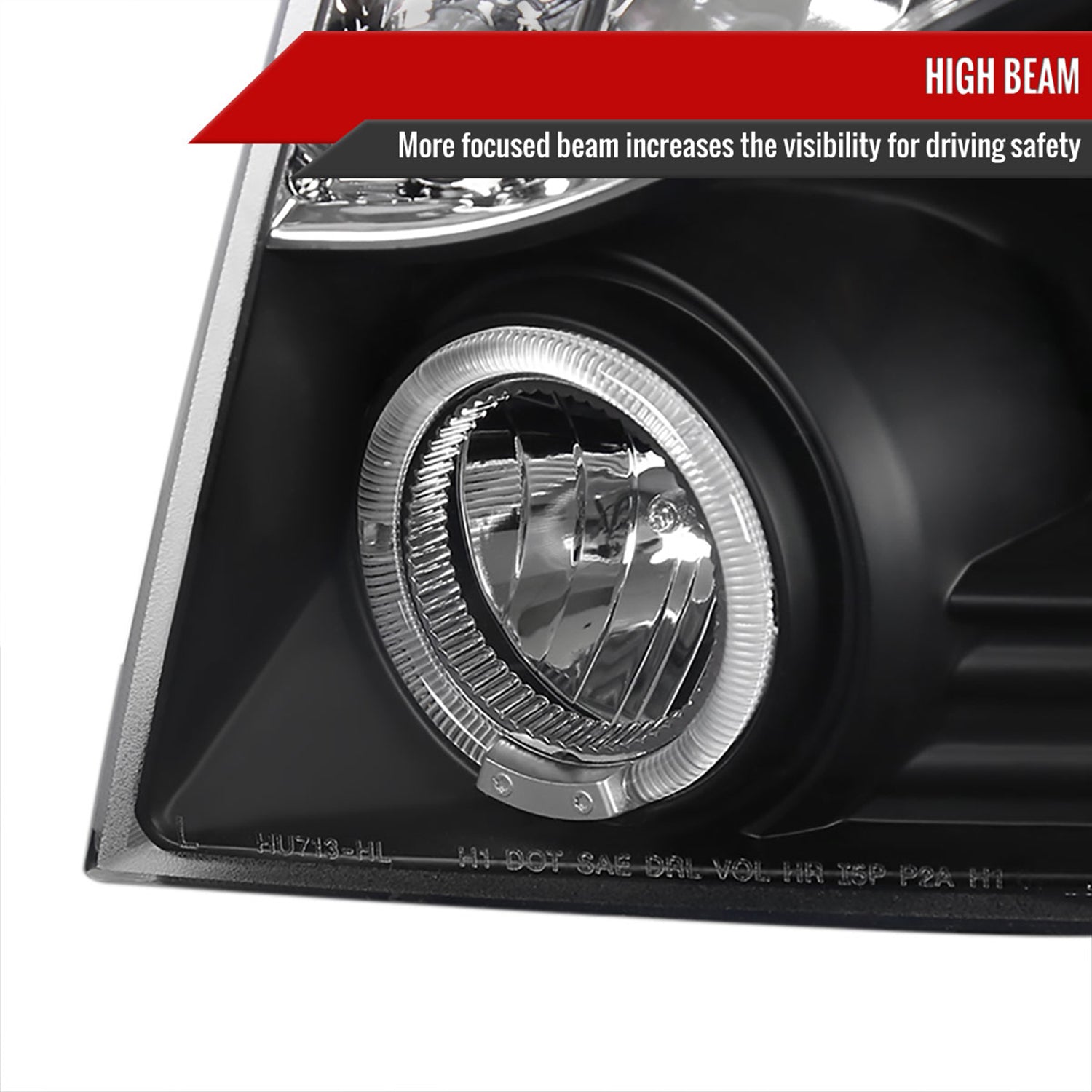 2007-2013 Chevy Avalanche/ 07-2014 Tahoe Suburban Dual Halo Headlights Black