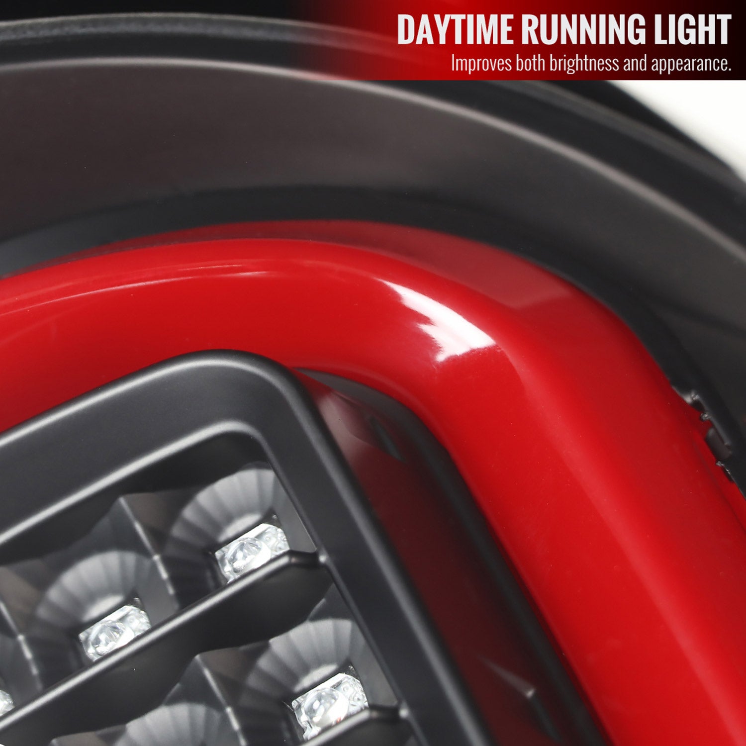 2014-2018 GMC Sierra 1500/2500HD/3500HD Red Bar LED Tail Lights Black/Clear