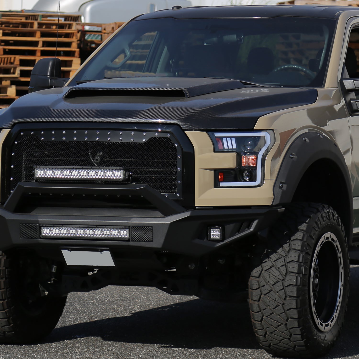 2015-2017 Ford F-150 LED Bar Projector Headlights - RS Matte Black / Clear