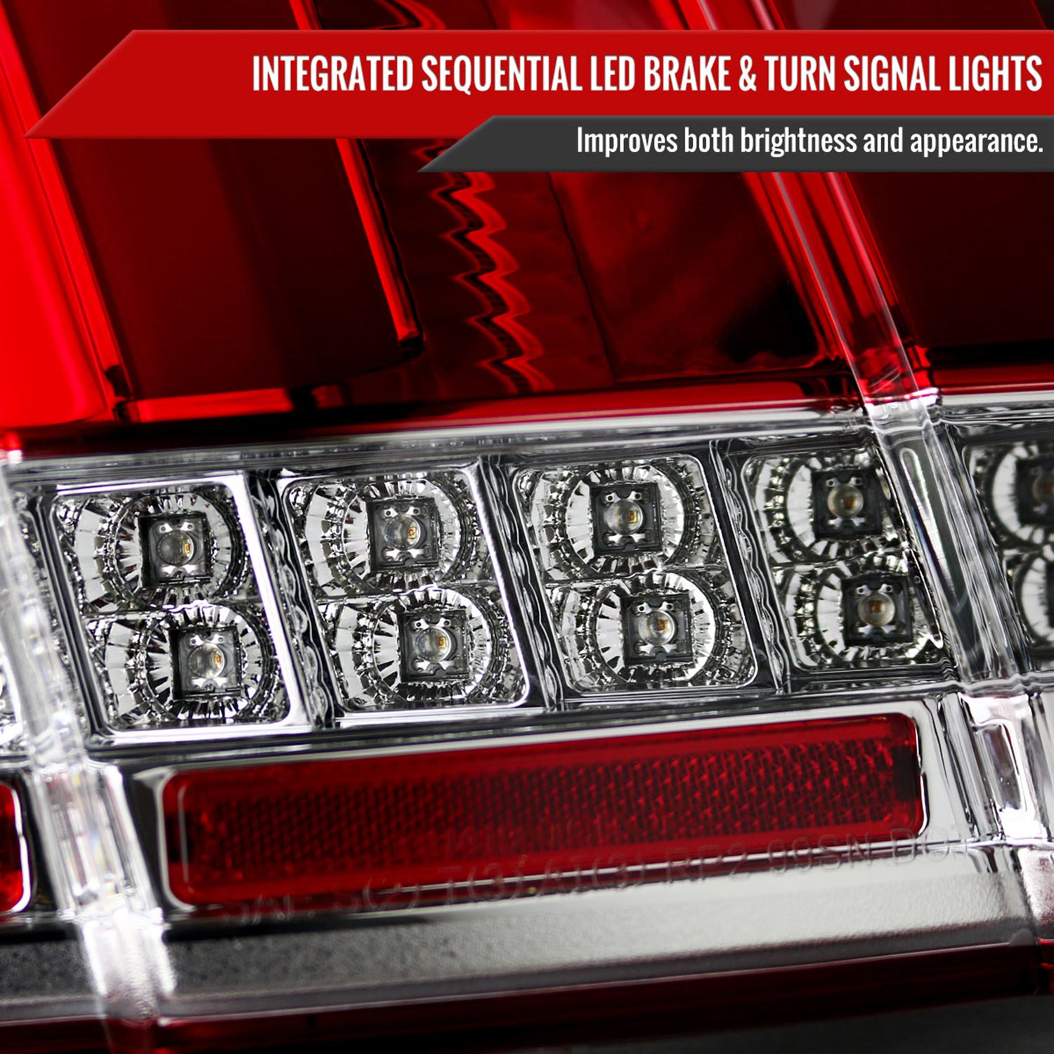 1999-2004 Ford Mustang Sequential LED Tail Lights Chrome Housing/Red Lens