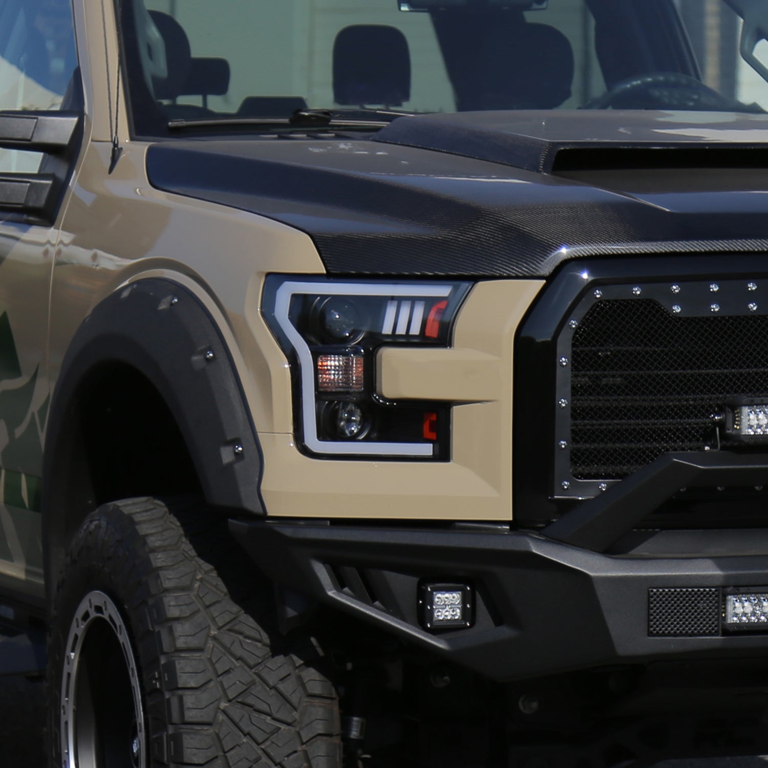 2015-2017 Ford F-150 LED Bar Projector Headlights - RS Matte Black / Clear