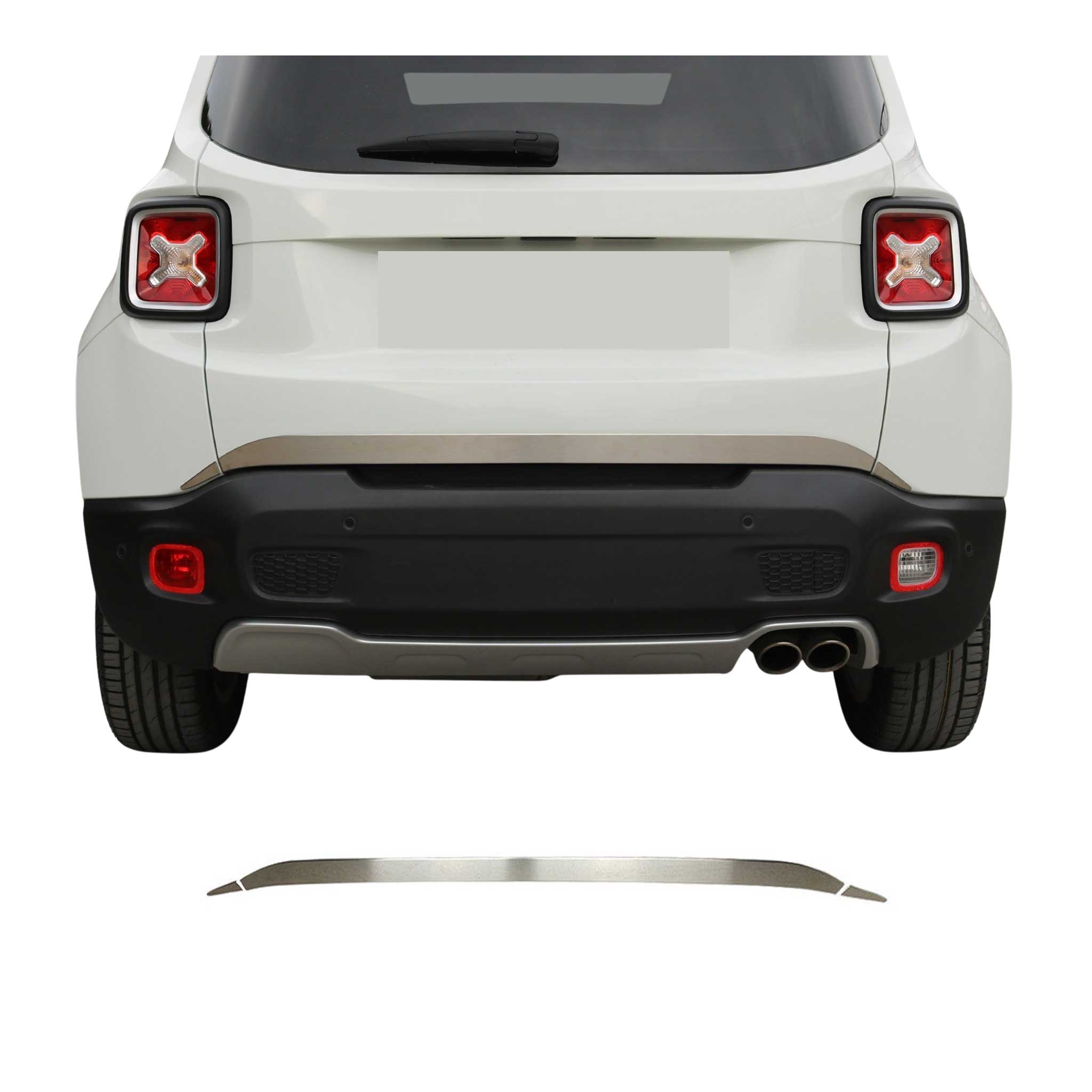 2015-2018 Jeep Renegade Rear Trunk Lid Molding Trim Steel Silver 3 Pcs