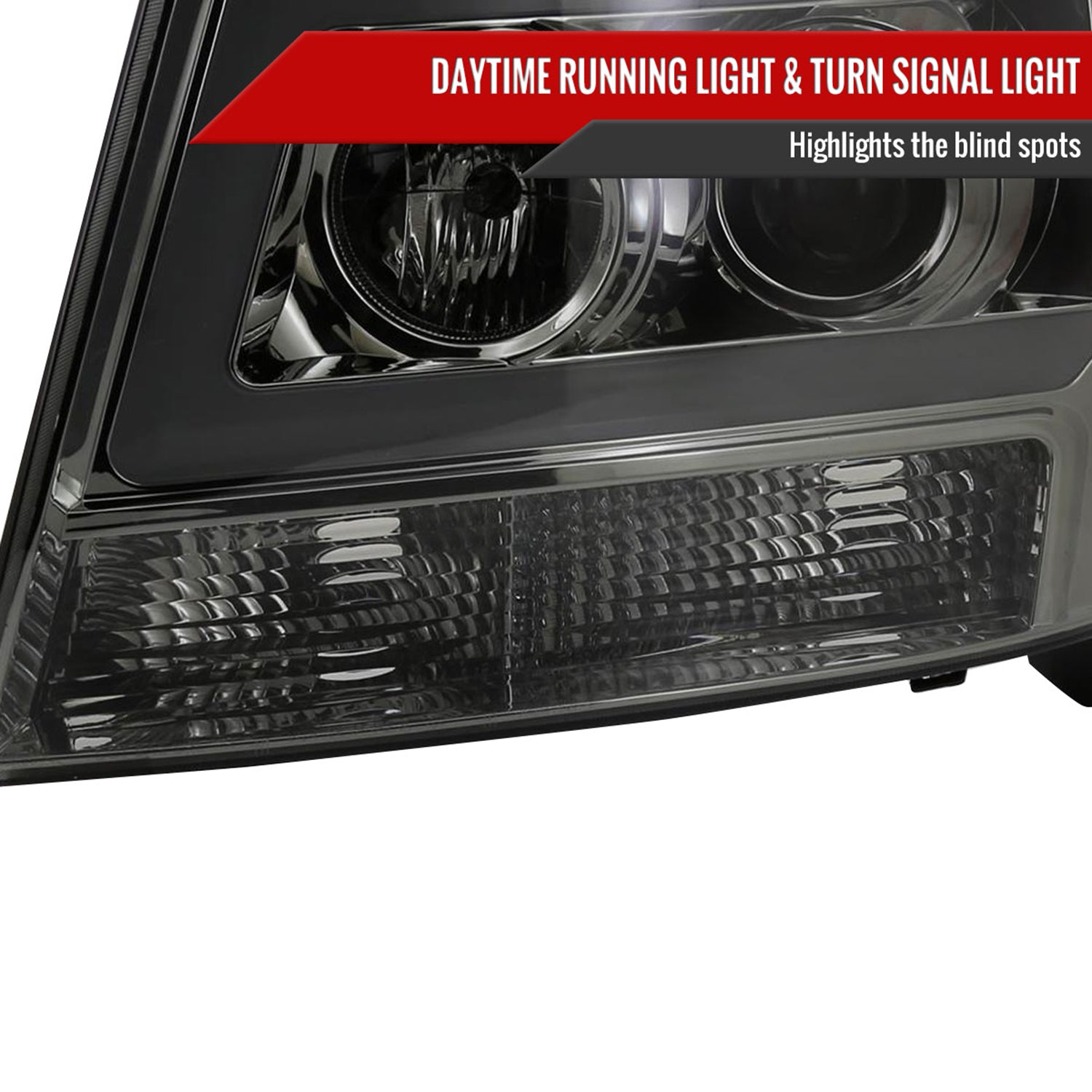 2007-2013 Chevy Avalanche/ Tahoe Suburban LED C-Bar Headlights Chrome&Smoke