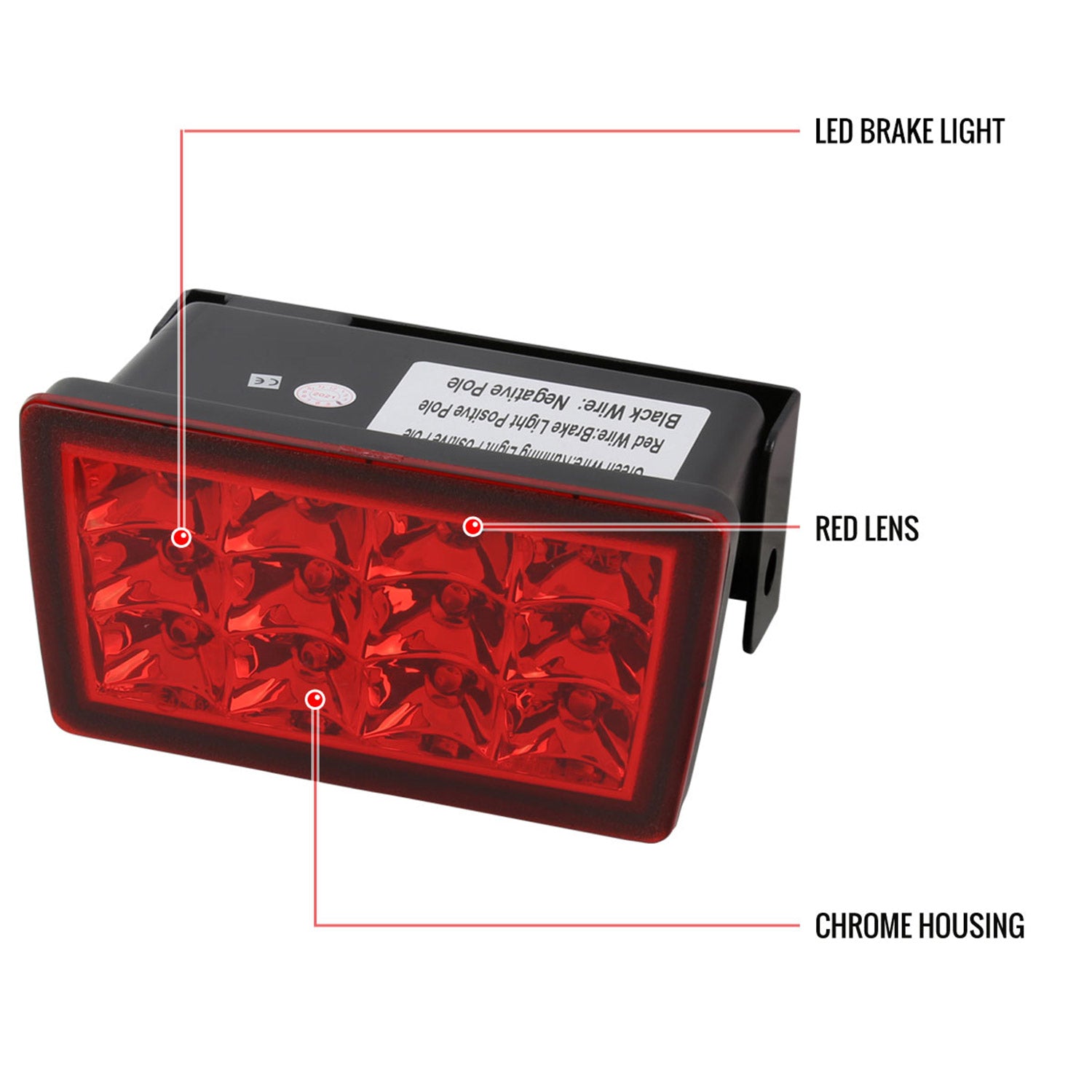 2011-2021 Subaru Impreza WRX STI F1 Style LED 3rd Brake Light Chrome/Red Lens
