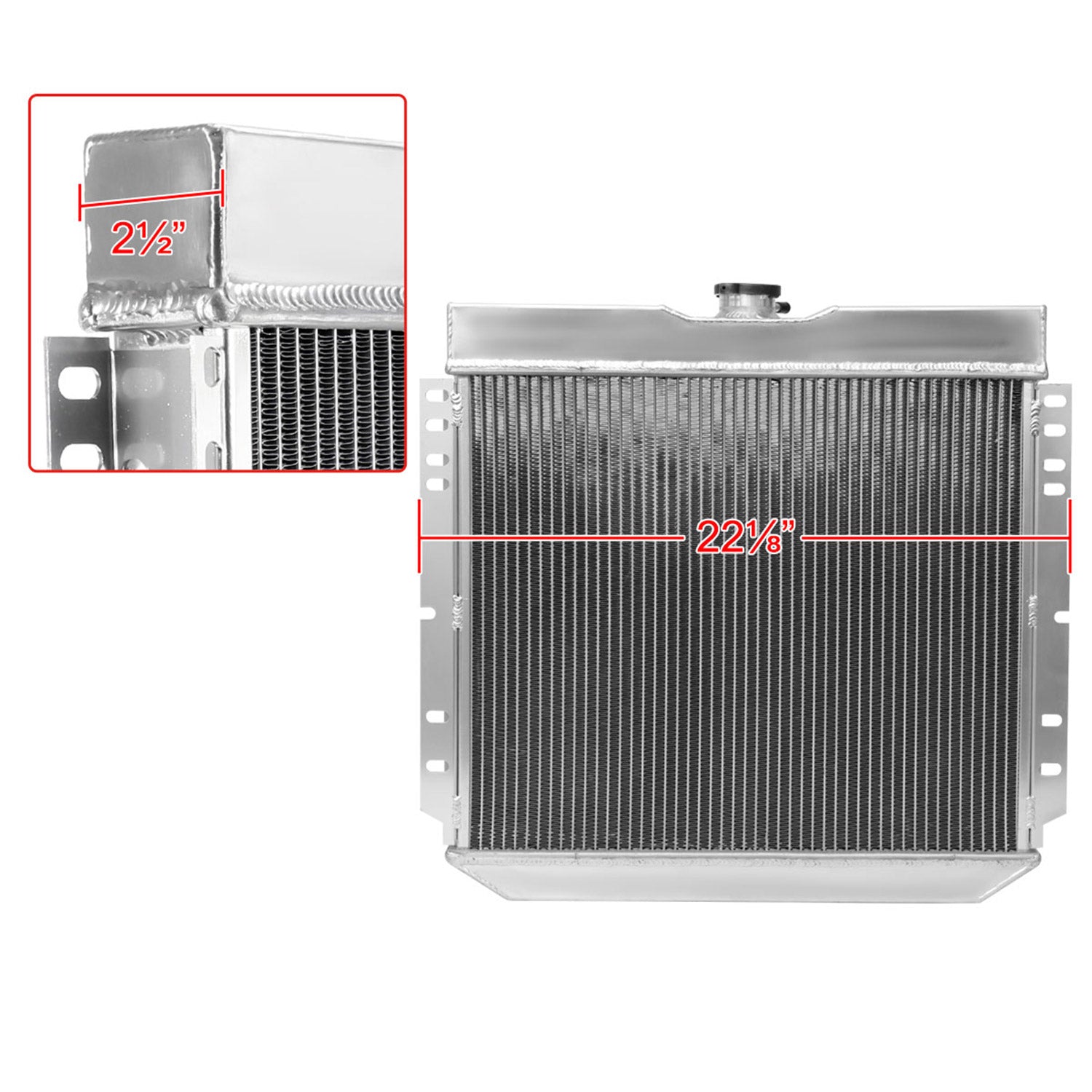 1963-1970 Ford Mustang Fairlane Mercury Cougar V8 3Row Performance Radiator