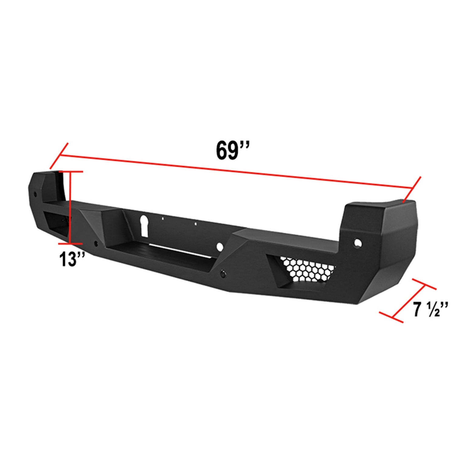 2016-2021 Toyota Tacoma Black Heavy Duty Steel Rear Step Bumper w/License Lamp