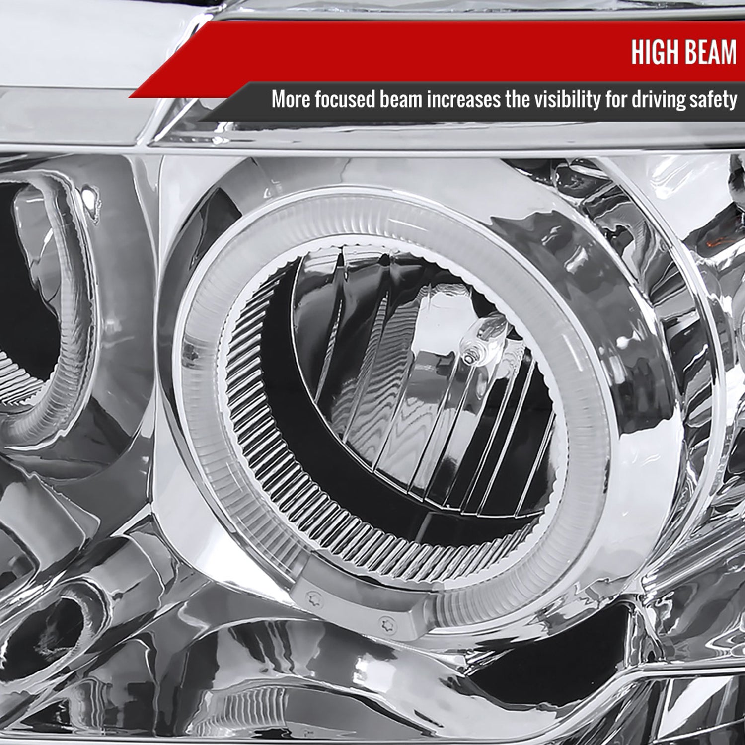 2006-2008 Dodge RAM 1500/ 06-2009 RAM 2500 3500 Dual Halo Headlights Chrome