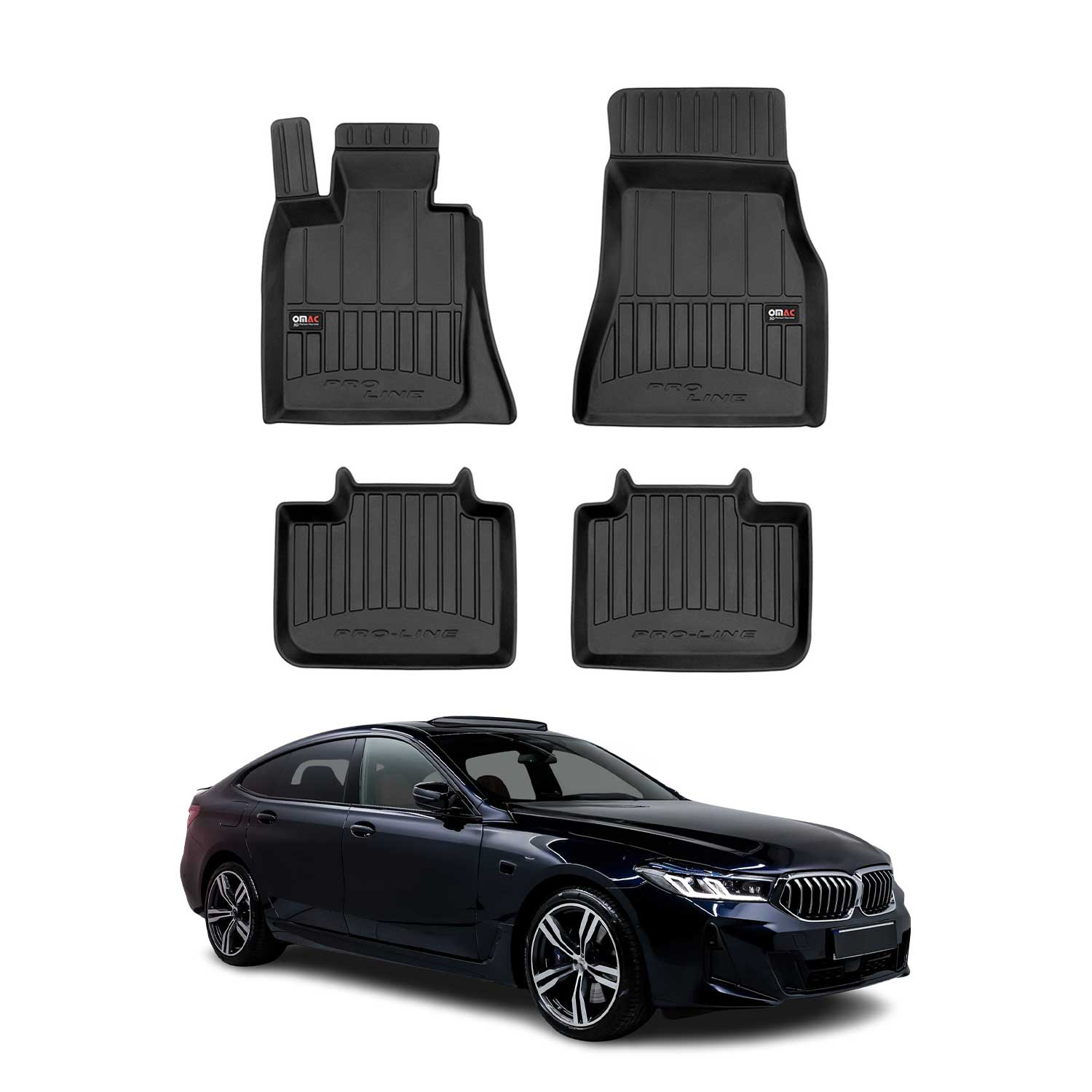 2018-2019 BMW 6 Series G32 Gran Turismo Premium Floor Mats Liners Full Set All Weather Heavy Duty Black