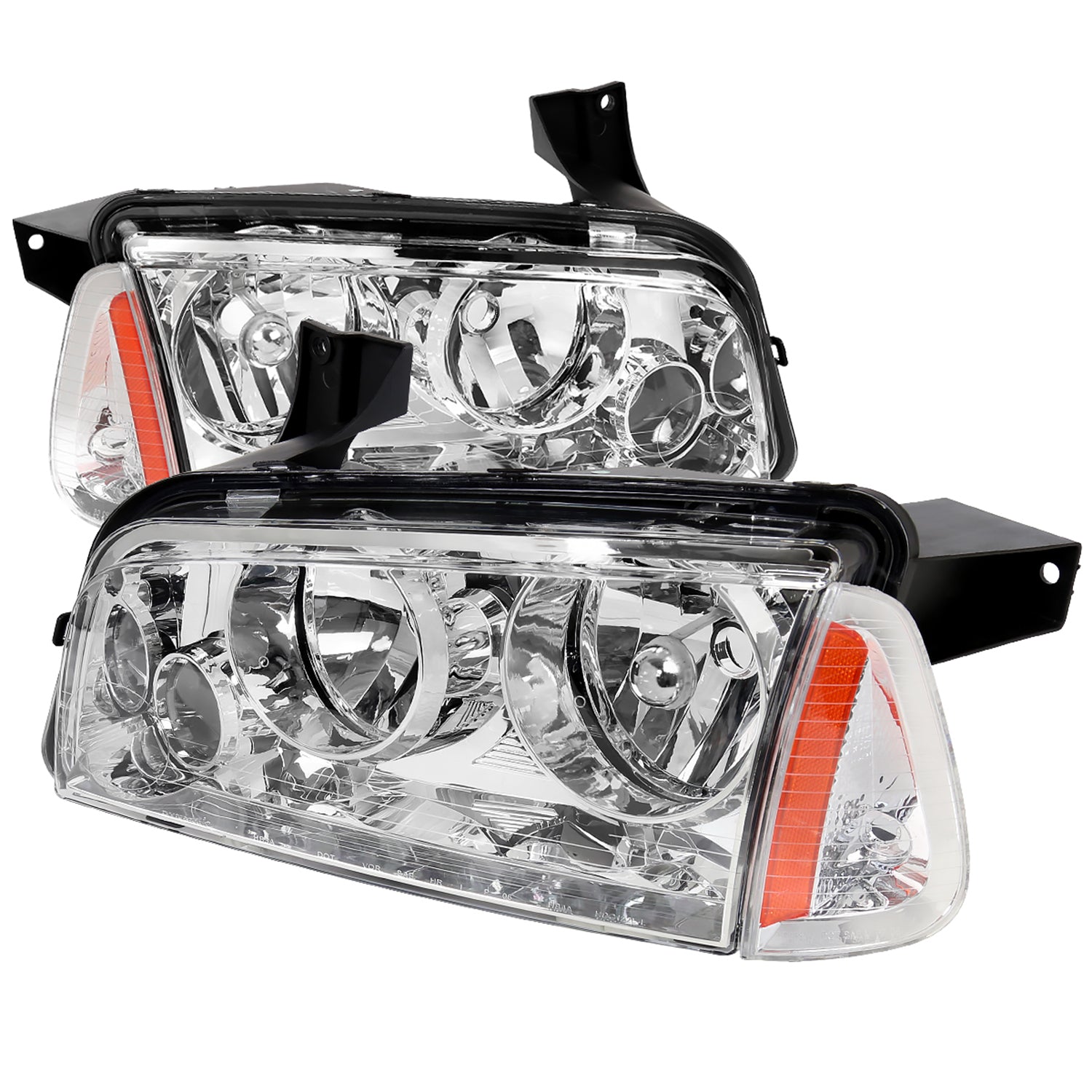2006-2010 Dodge Charger Factory Style Headlights w/ Corner Lights Chrome/Clear